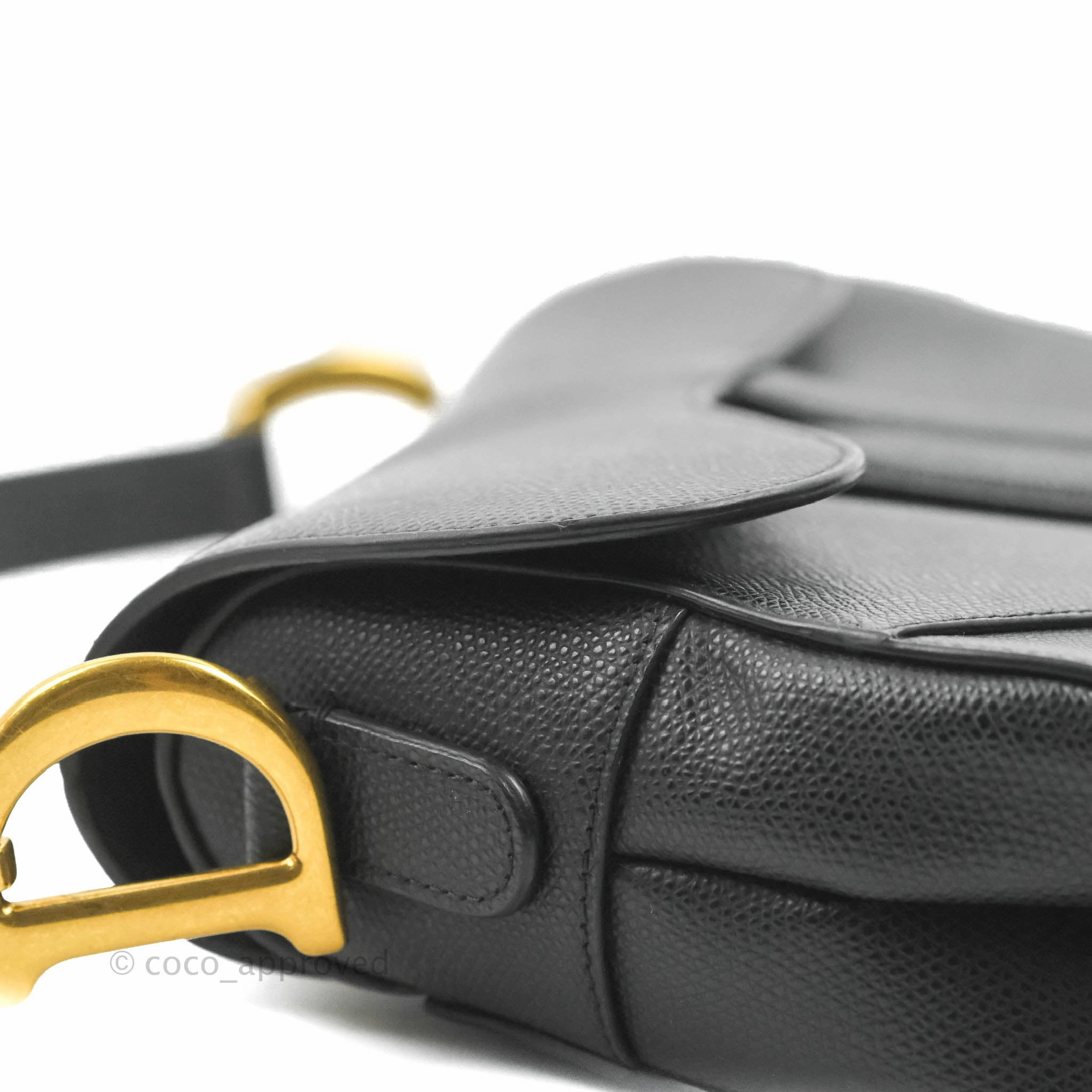 Christian Dior Saddle Bag Black Grained Calfskin Gold Hardware