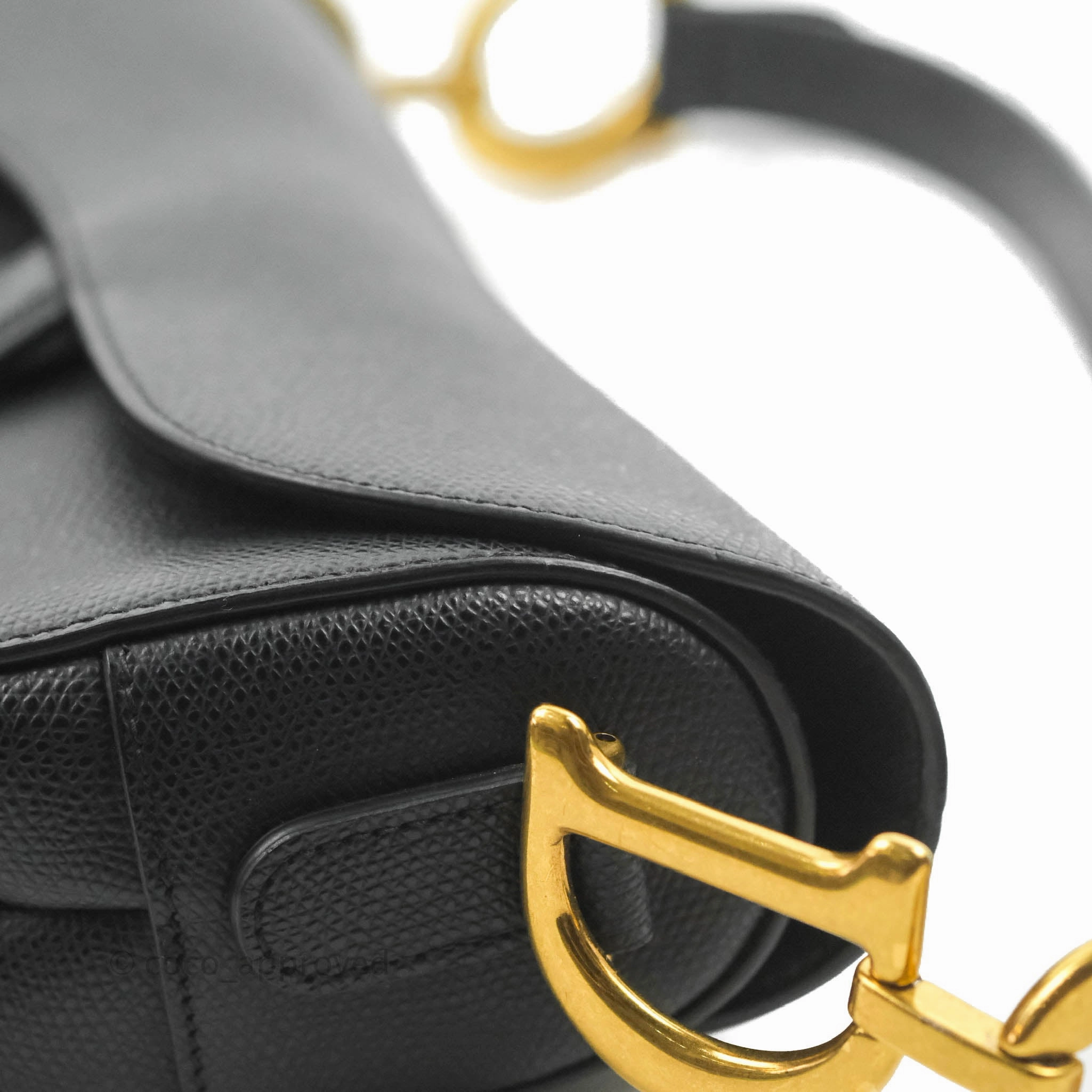 Christian Dior Saddle Bag Black Grained Calfskin Gold Hardware