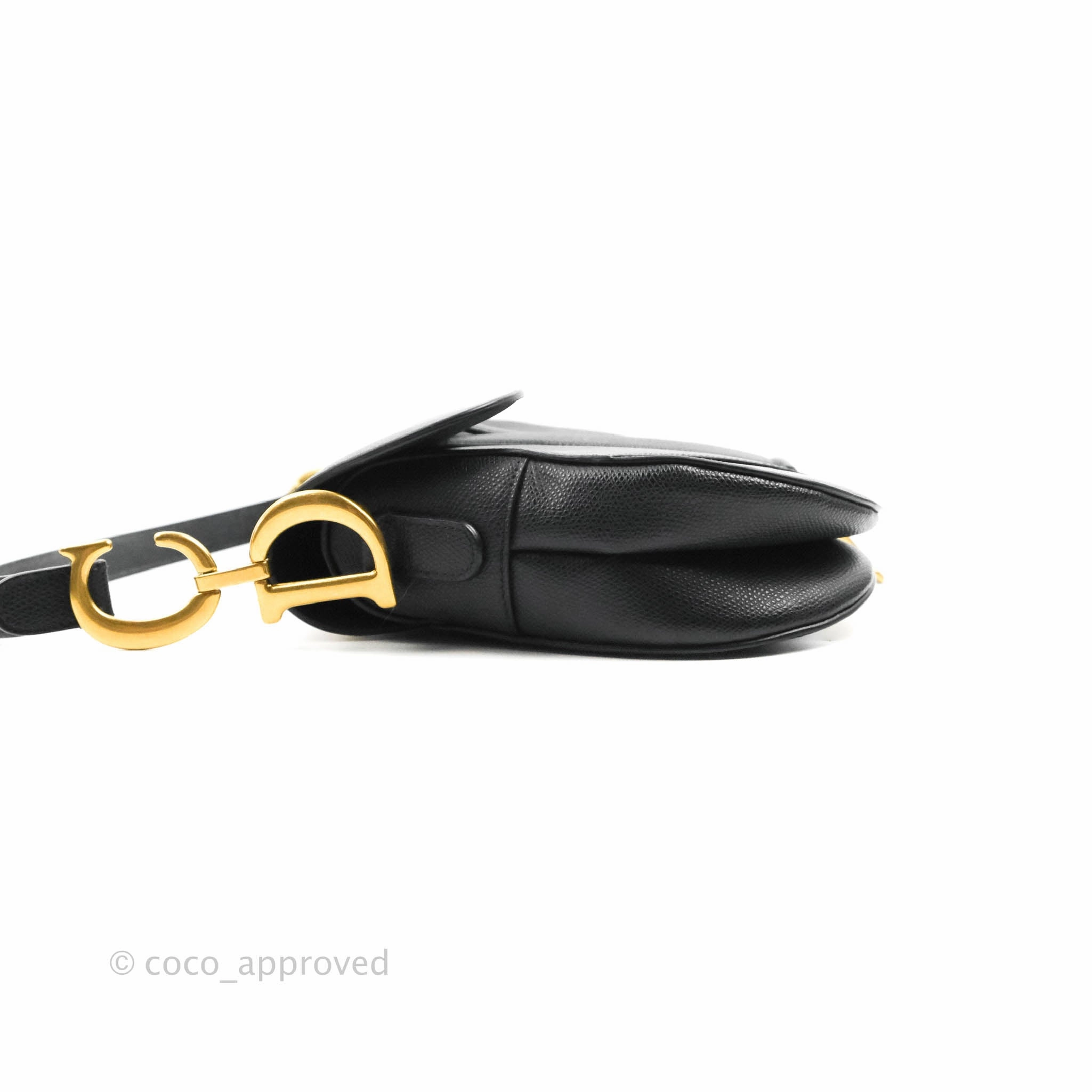 Christian Dior Saddle Bag Black Grained Calfskin Gold Hardware