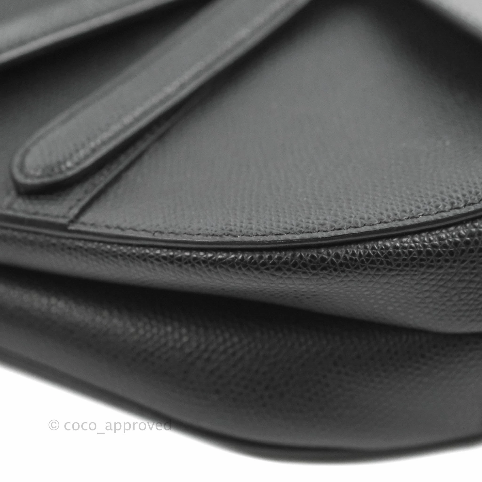 Christian Dior Saddle Bag Black Grained Calfskin Gold Hardware