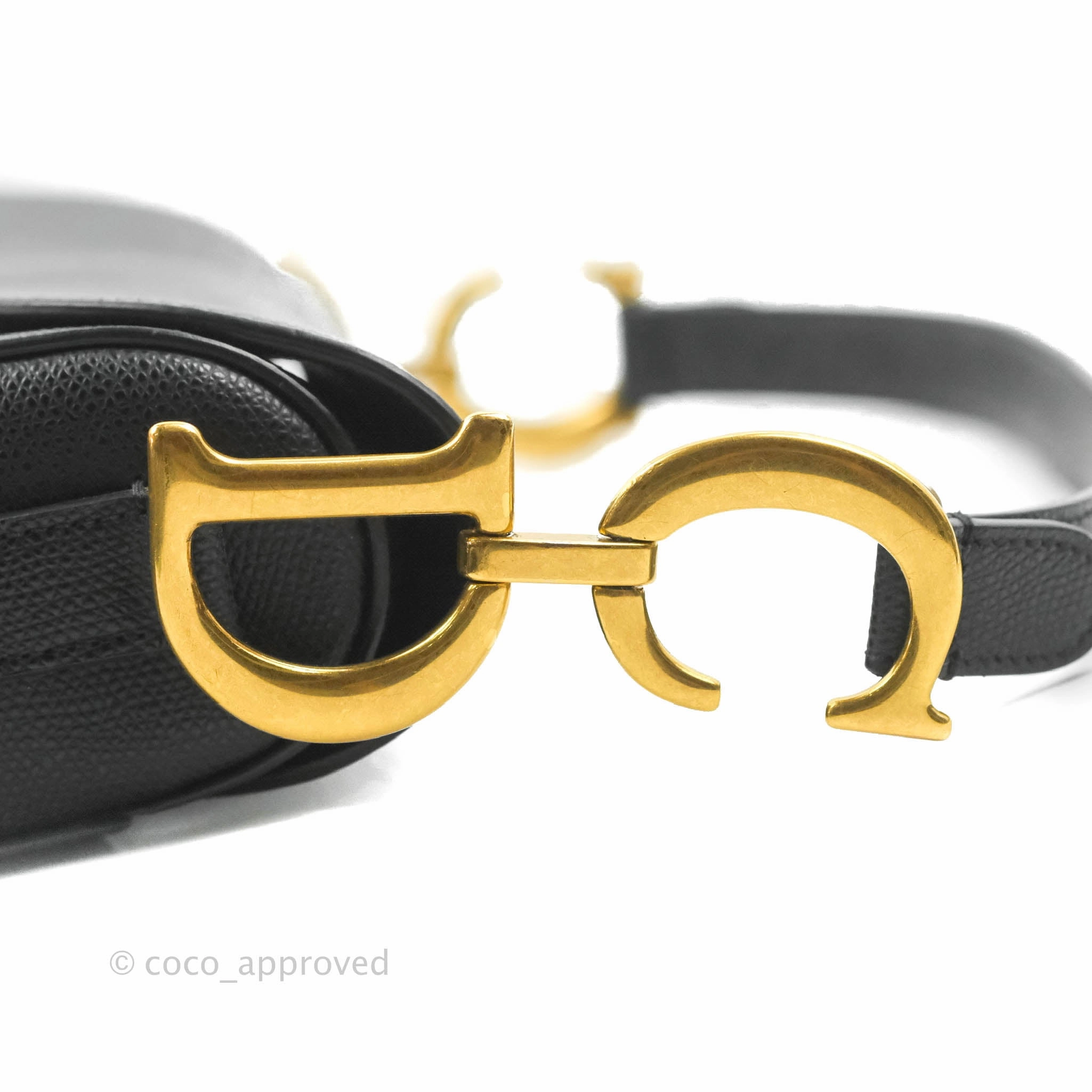 Christian Dior Saddle Bag Black Grained Calfskin Gold Hardware