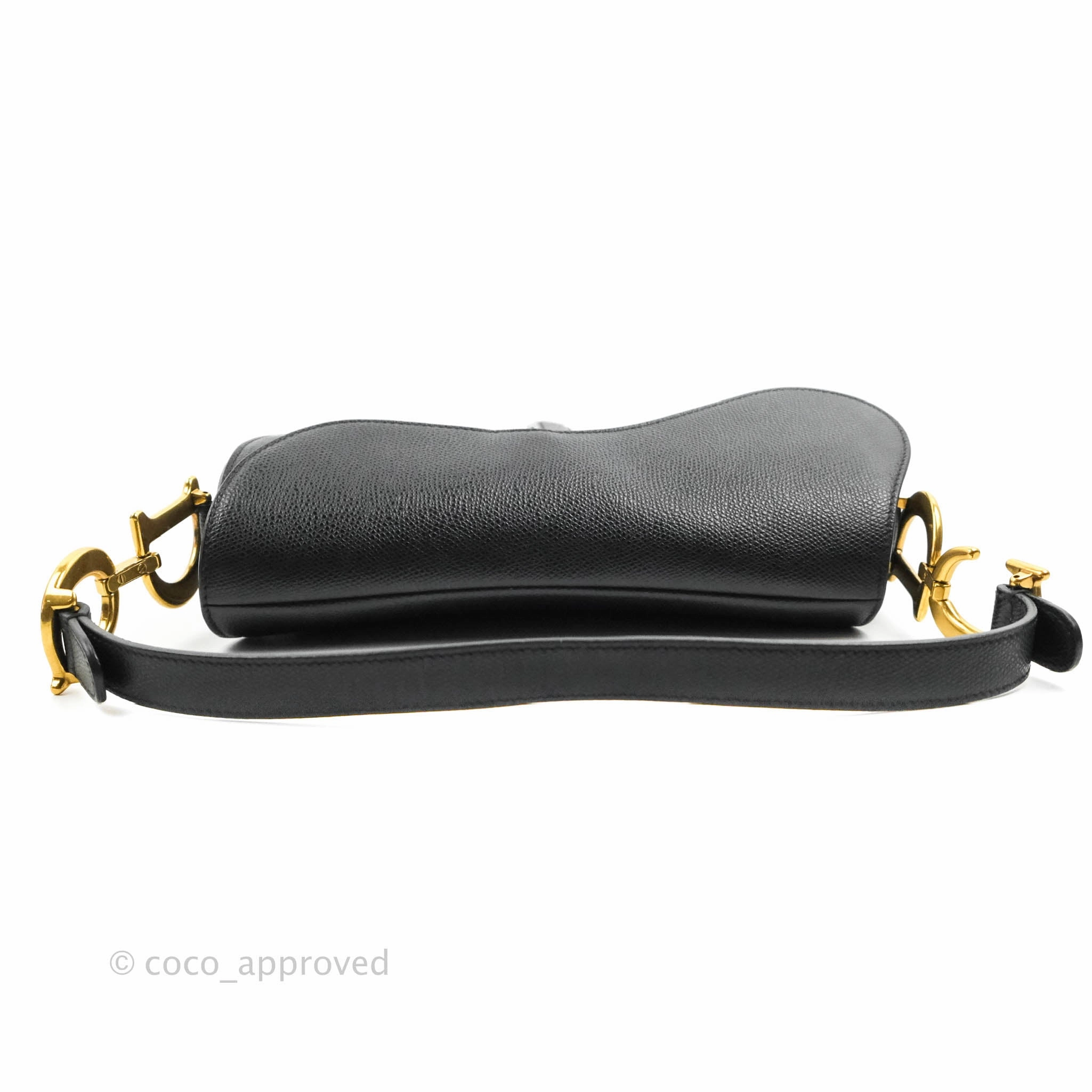 Christian Dior Saddle Bag Black Grained Calfskin Gold Hardware