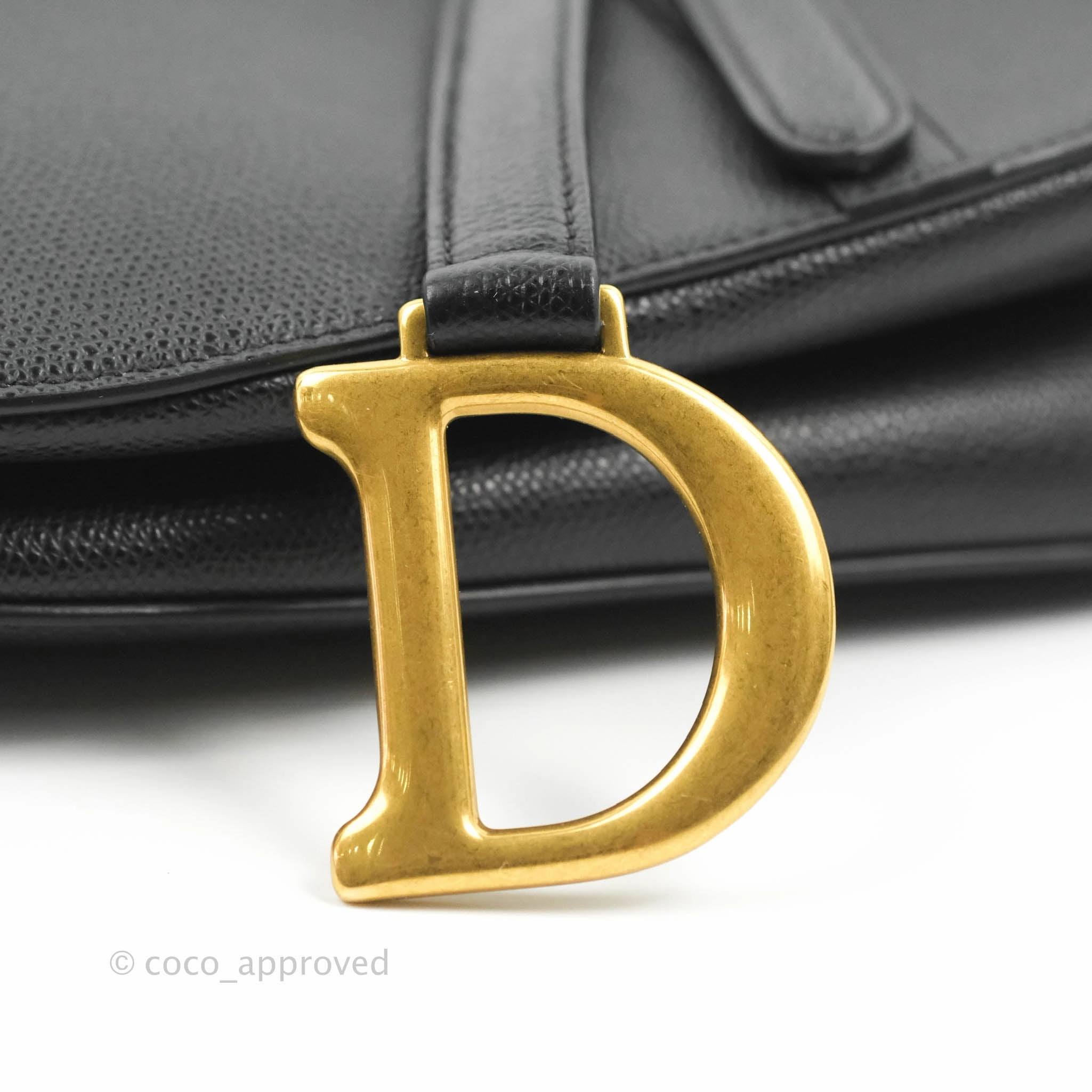 Christian Dior Saddle Bag Black Grained Calfskin Gold Hardware
