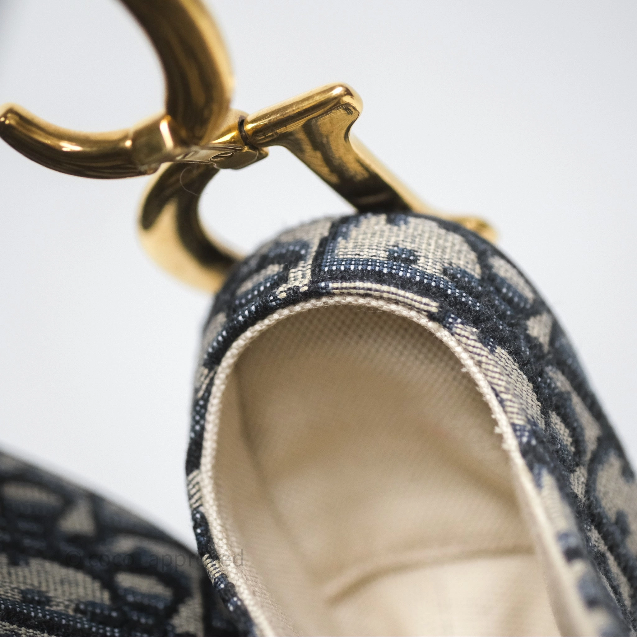 Christian Dior Saddle Bag Blue Oblique Jacquard Gold Hardware