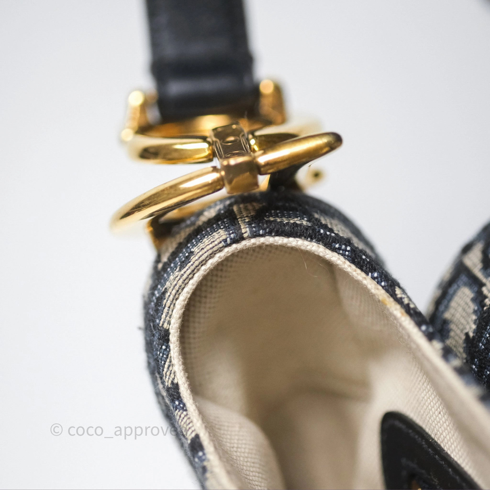 Christian Dior Saddle Bag Blue Oblique Jacquard Gold Hardware
