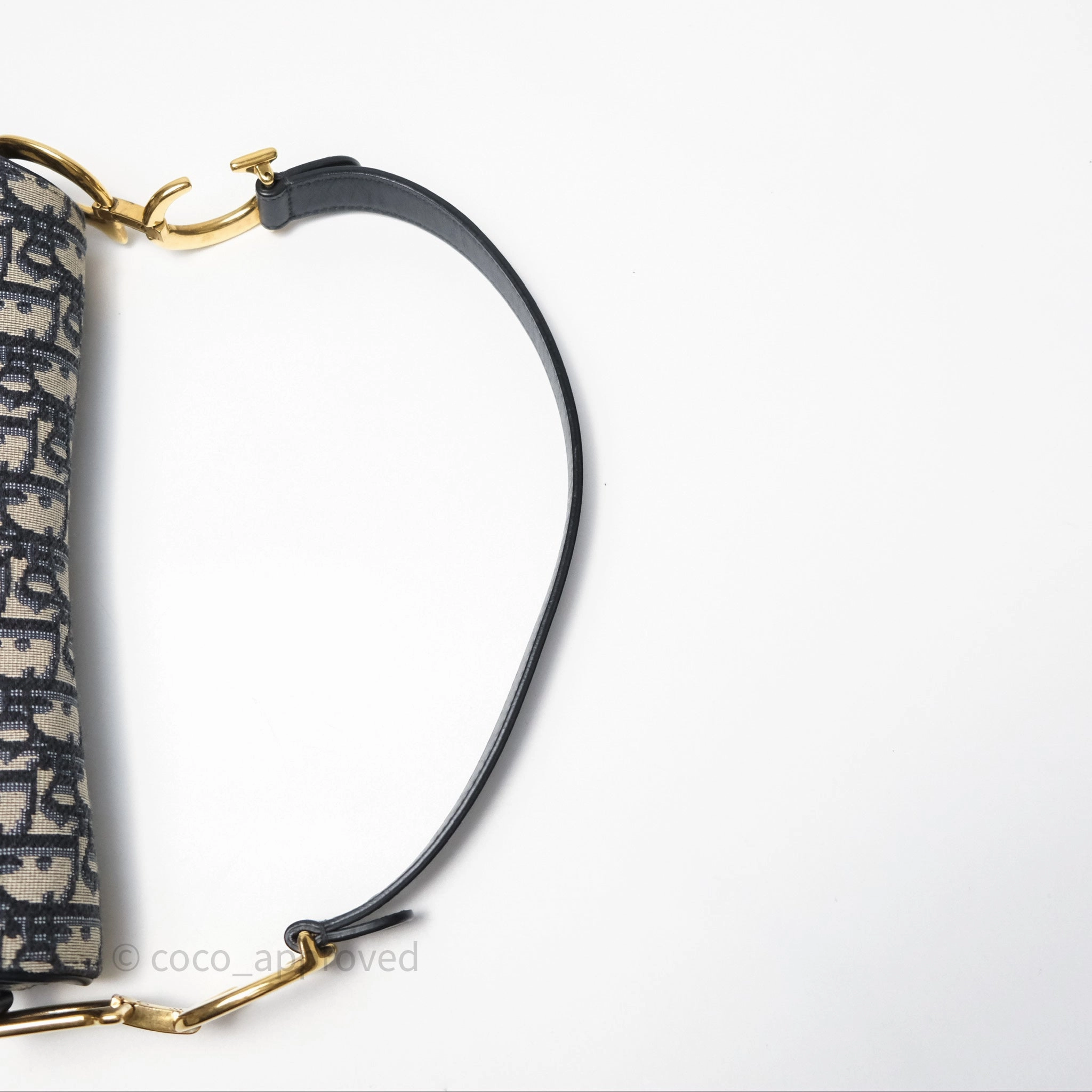 Christian Dior Saddle Bag Blue Oblique Jacquard Gold Hardware