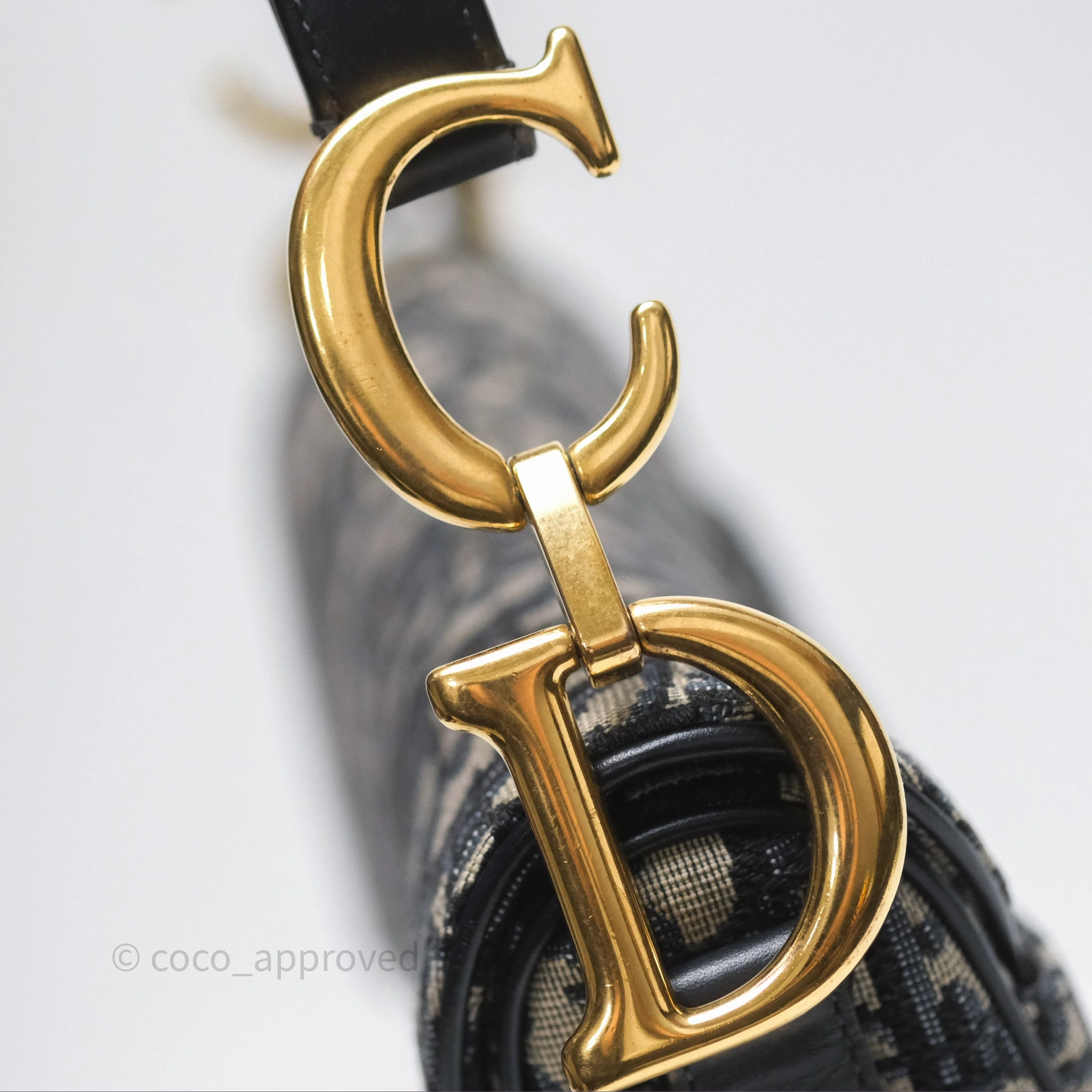 Christian Dior Saddle Bag Blue Oblique Jacquard Gold Hardware