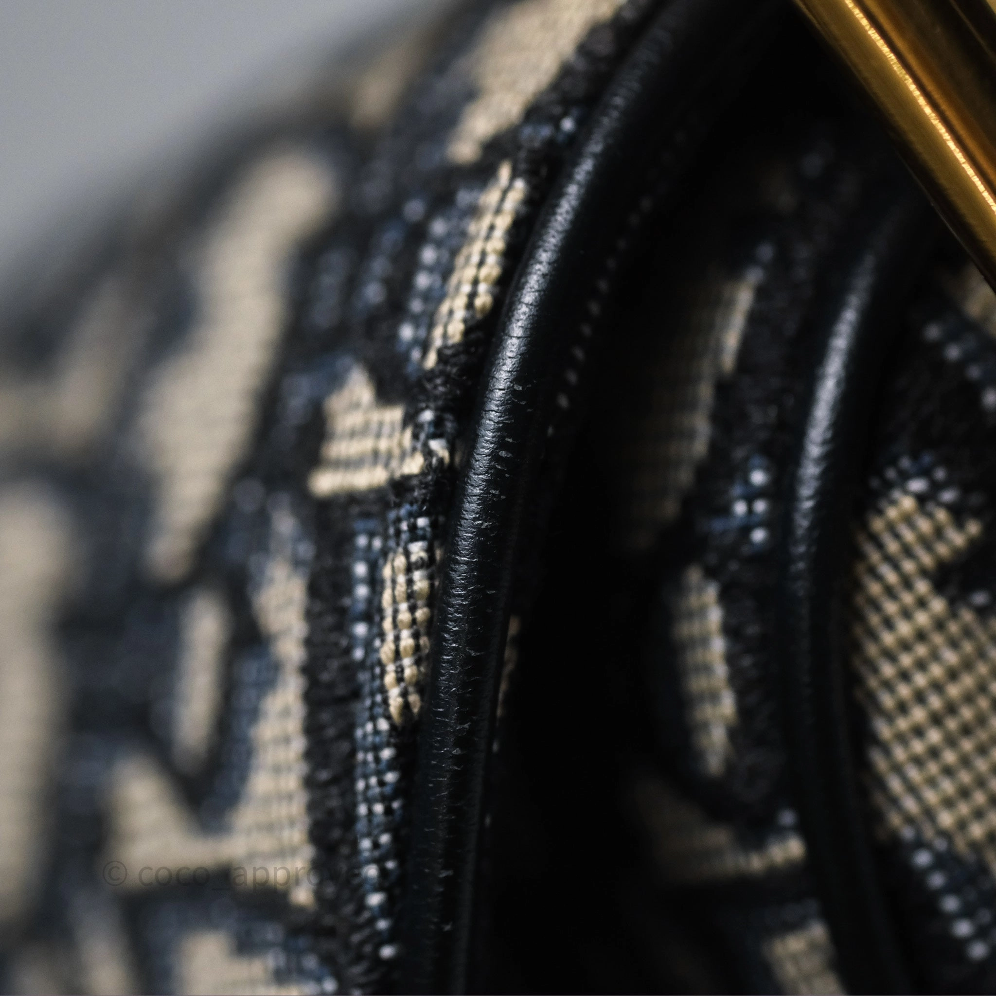 Christian Dior Saddle Bag Blue Oblique Jacquard Gold Hardware