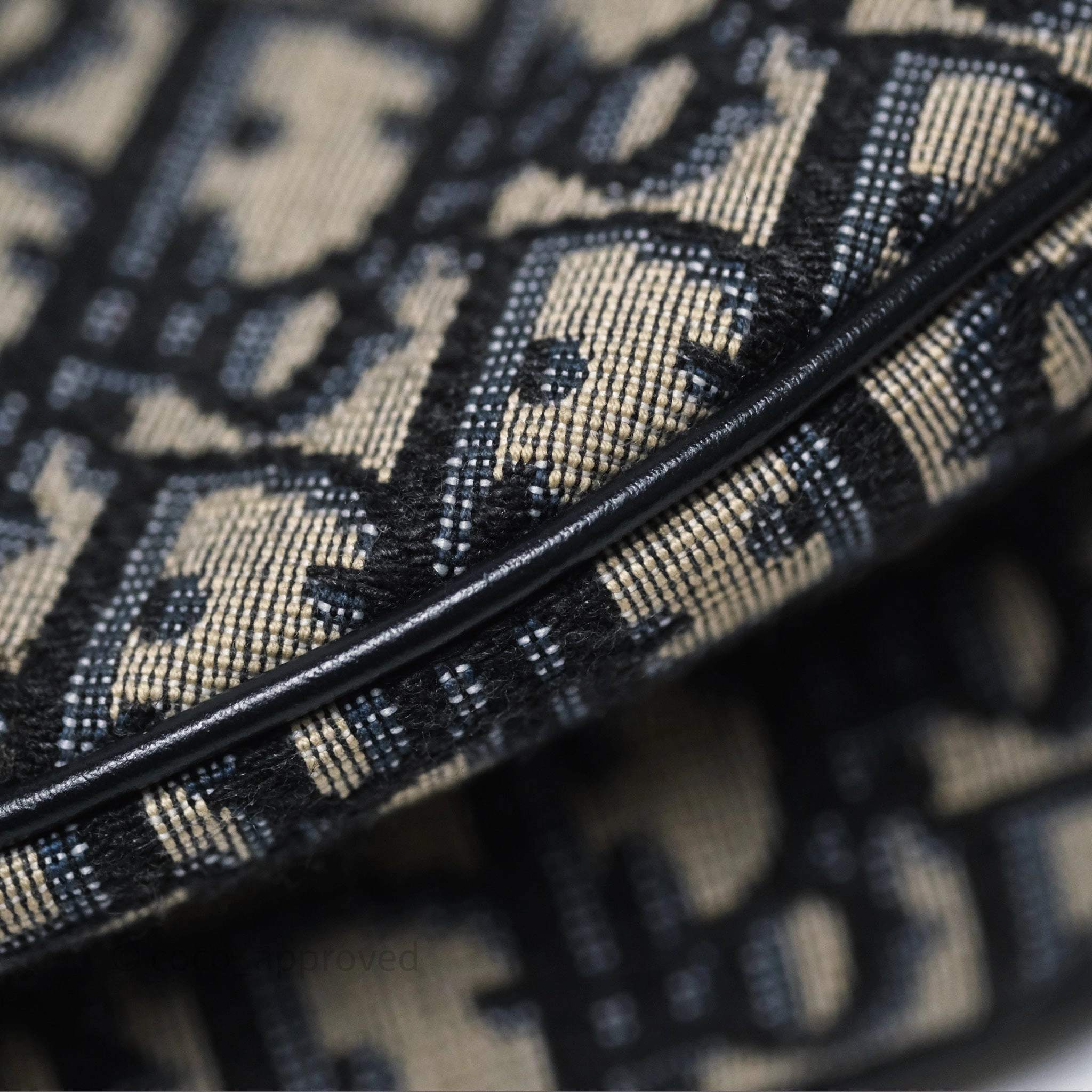 Christian Dior Saddle Bag Blue Oblique Jacquard Gold Hardware