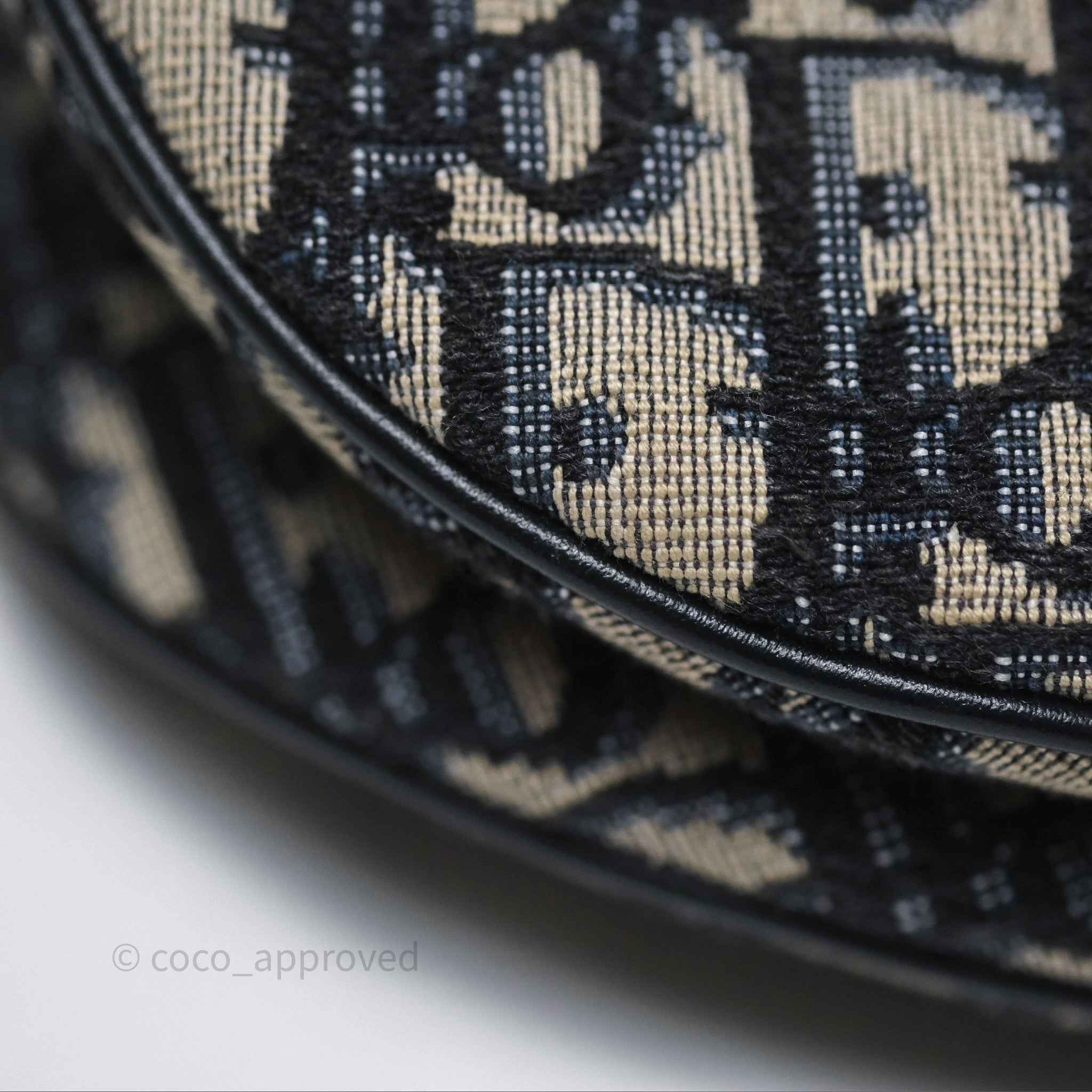 Christian Dior Saddle Bag Blue Oblique Jacquard Gold Hardware