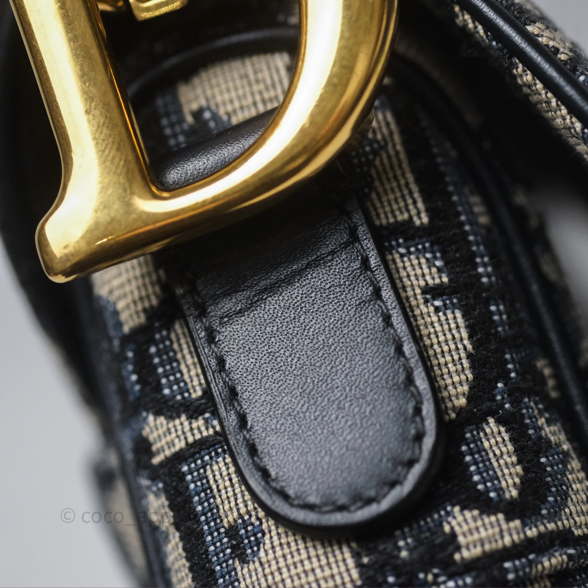 Christian Dior Saddle Bag Blue Oblique Jacquard Gold Hardware