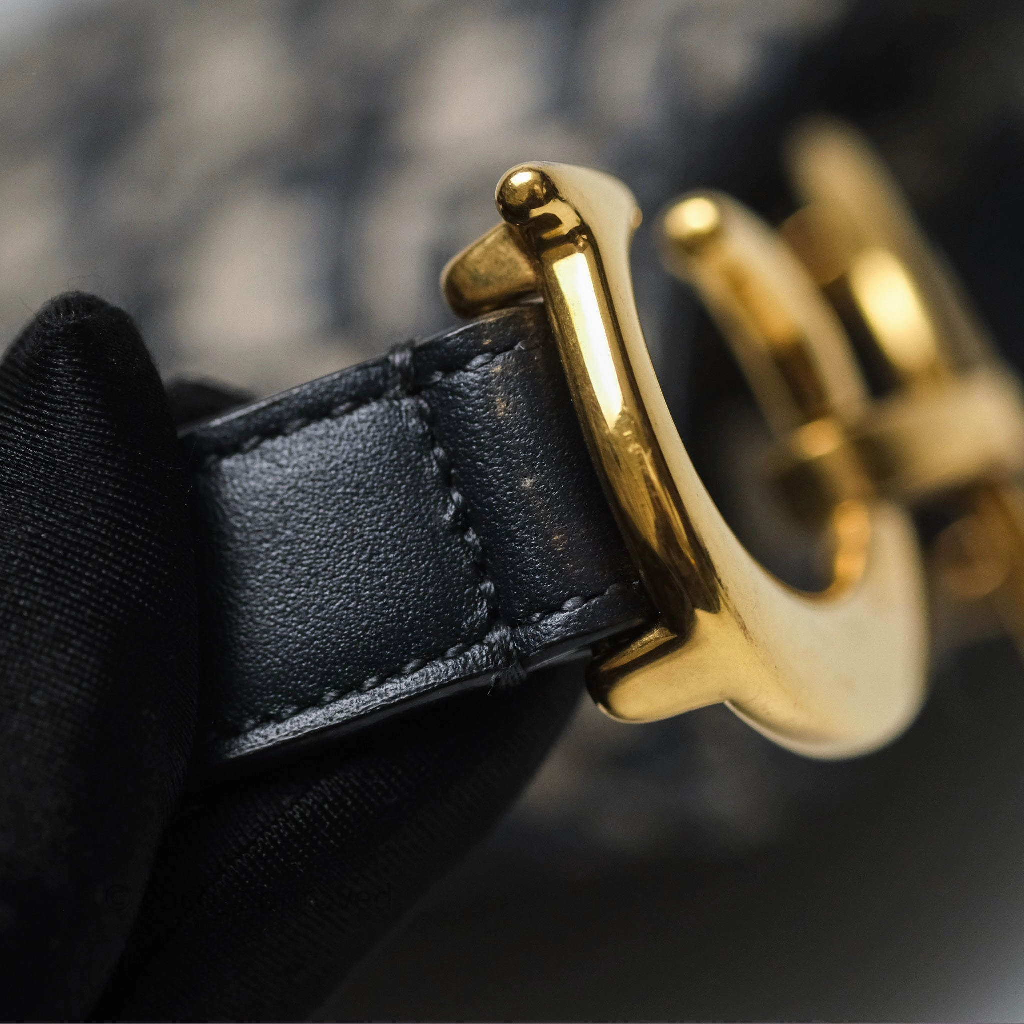 Christian Dior Saddle Bag Blue Oblique Jacquard Gold Hardware