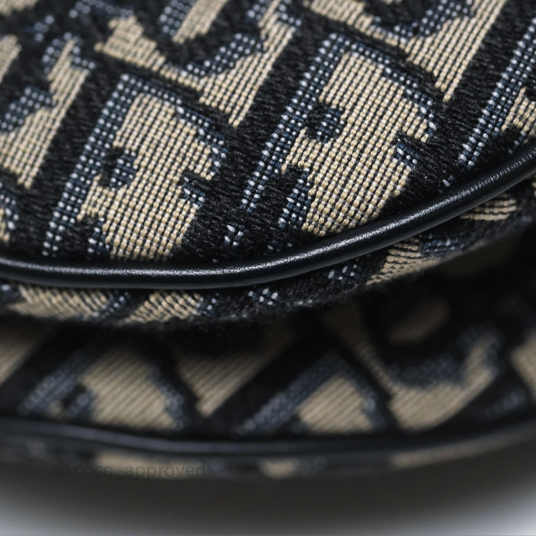 Christian Dior Saddle Bag Blue Oblique Jacquard Gold Hardware