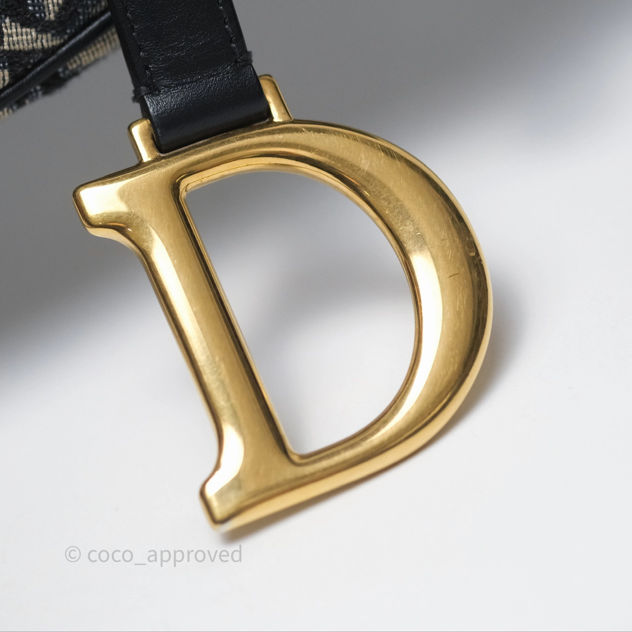 Christian Dior Saddle Bag Blue Oblique Jacquard Gold Hardware