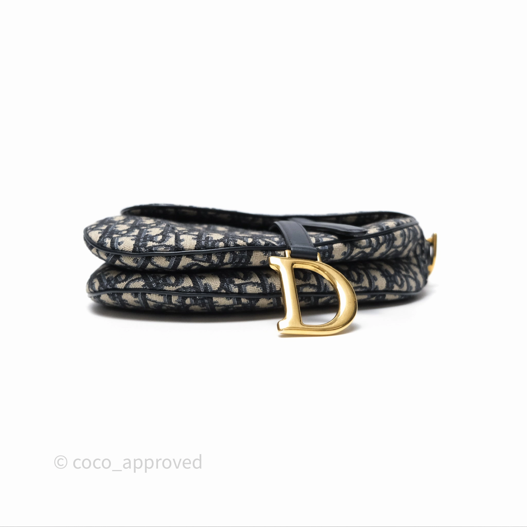 Christian Dior Saddle Bag Blue Oblique Jacquard Gold Hardware