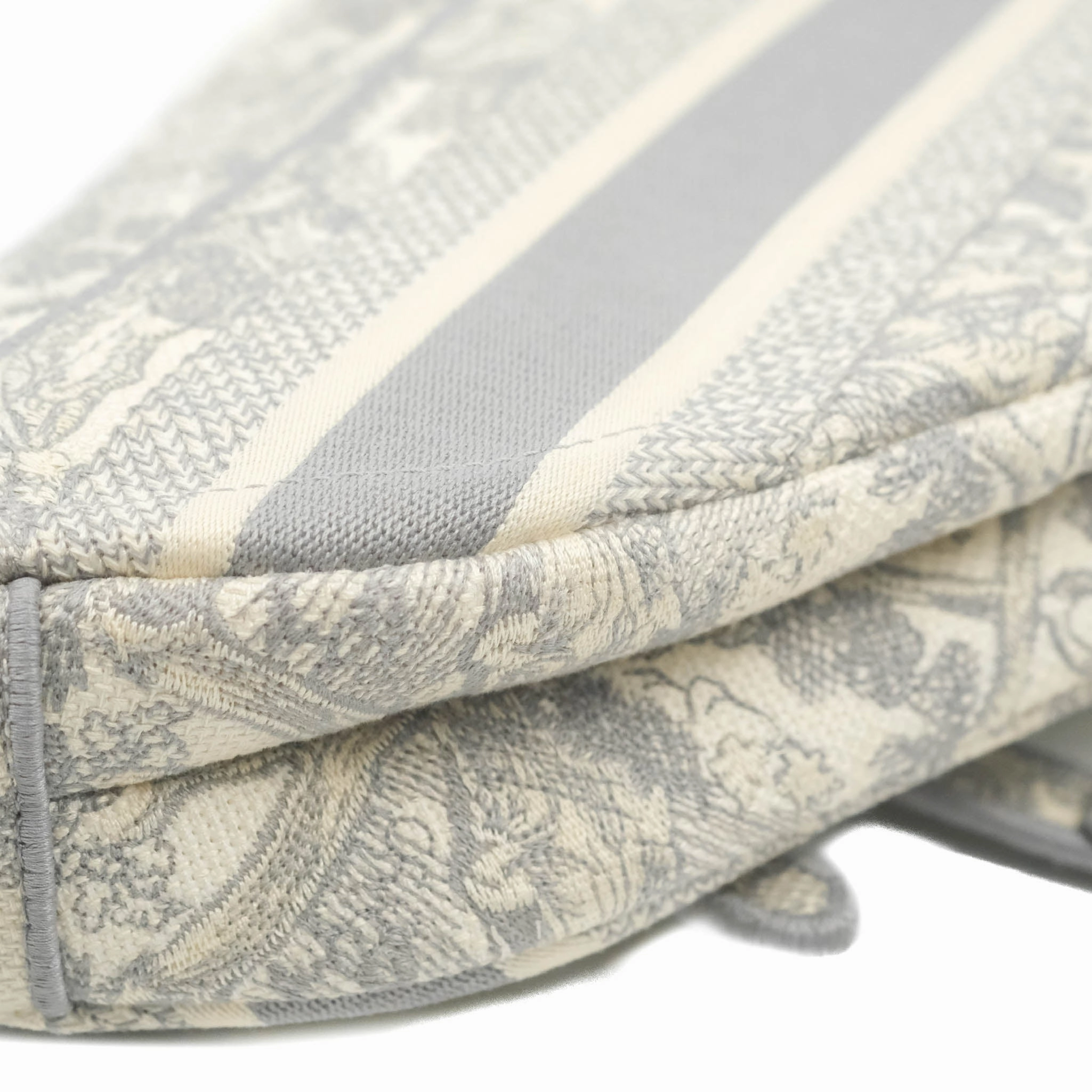 Christian Dior Saddle Bag Grey Toile de Jouy Embroidery