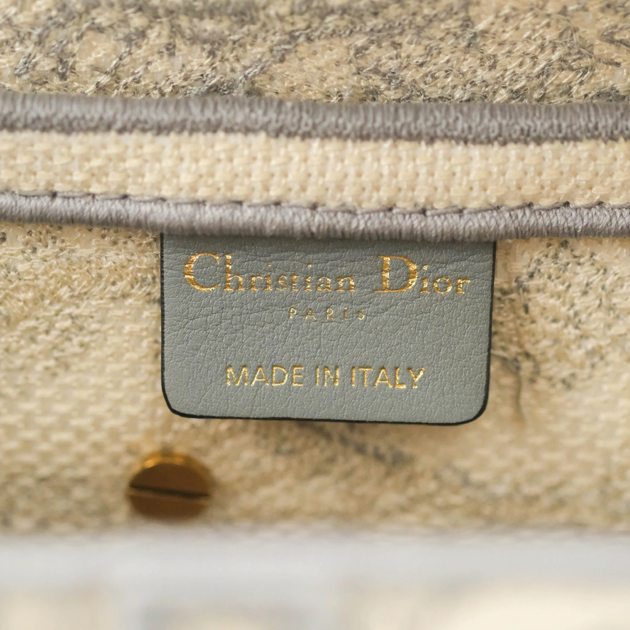 Christian Dior Saddle Bag Grey Toile de Jouy Embroidery