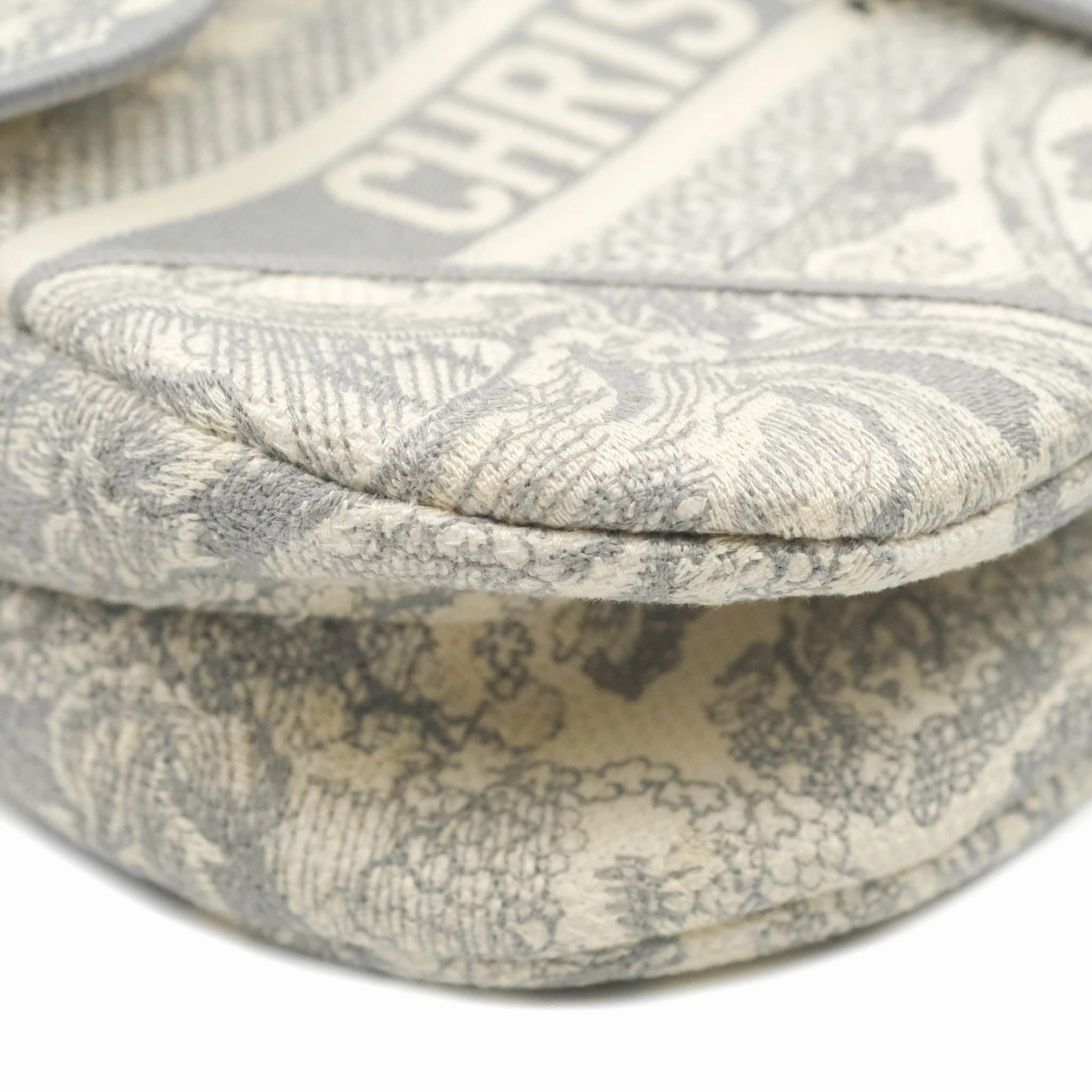Christian Dior Saddle Bag Grey Toile de Jouy Embroidery