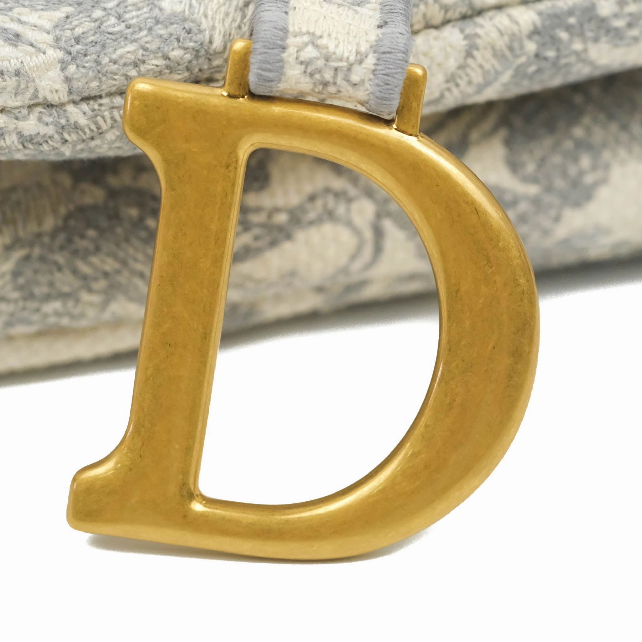 Christian Dior Saddle Bag Grey Toile de Jouy Embroidery