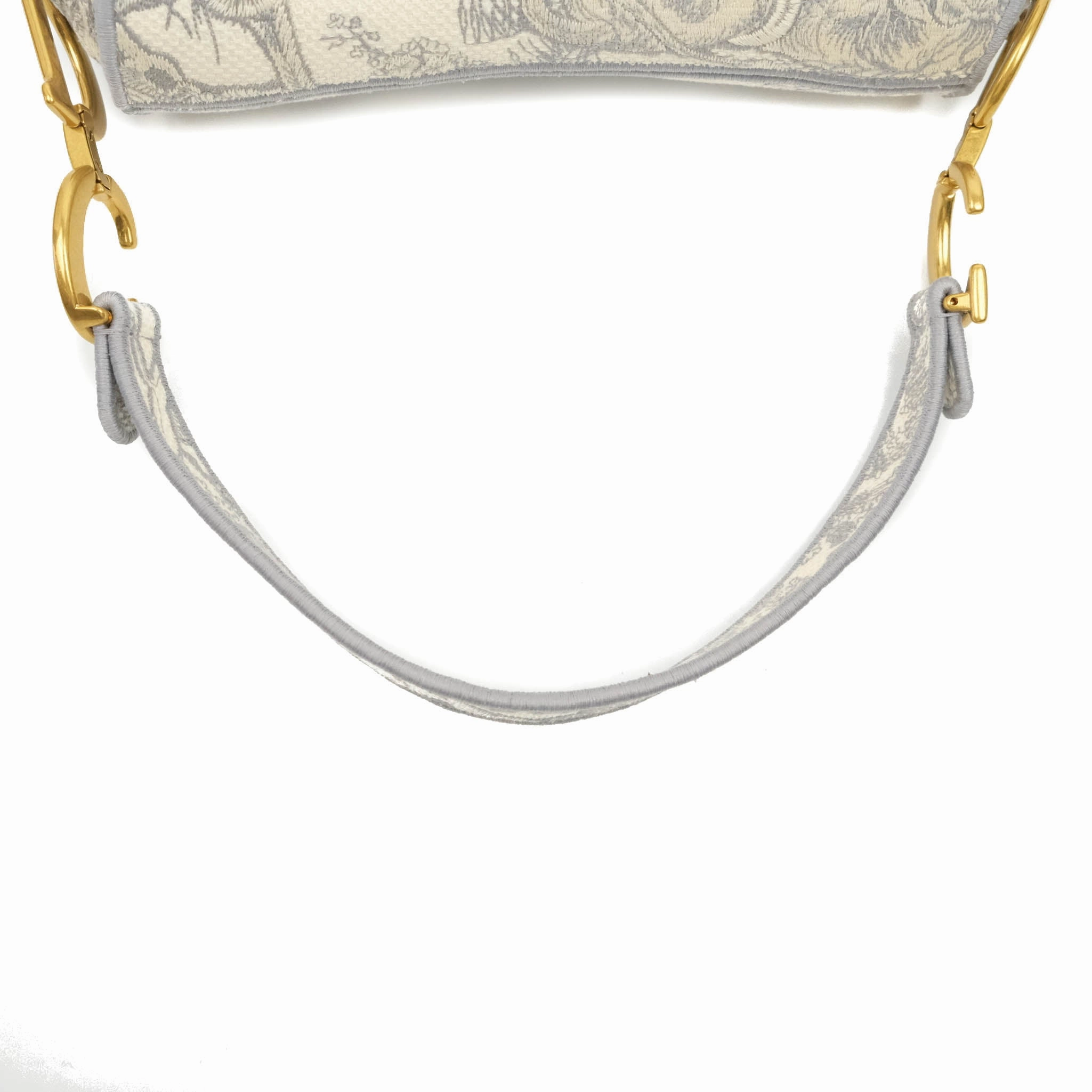 Christian Dior Saddle Bag Grey Toile de Jouy Embroidery