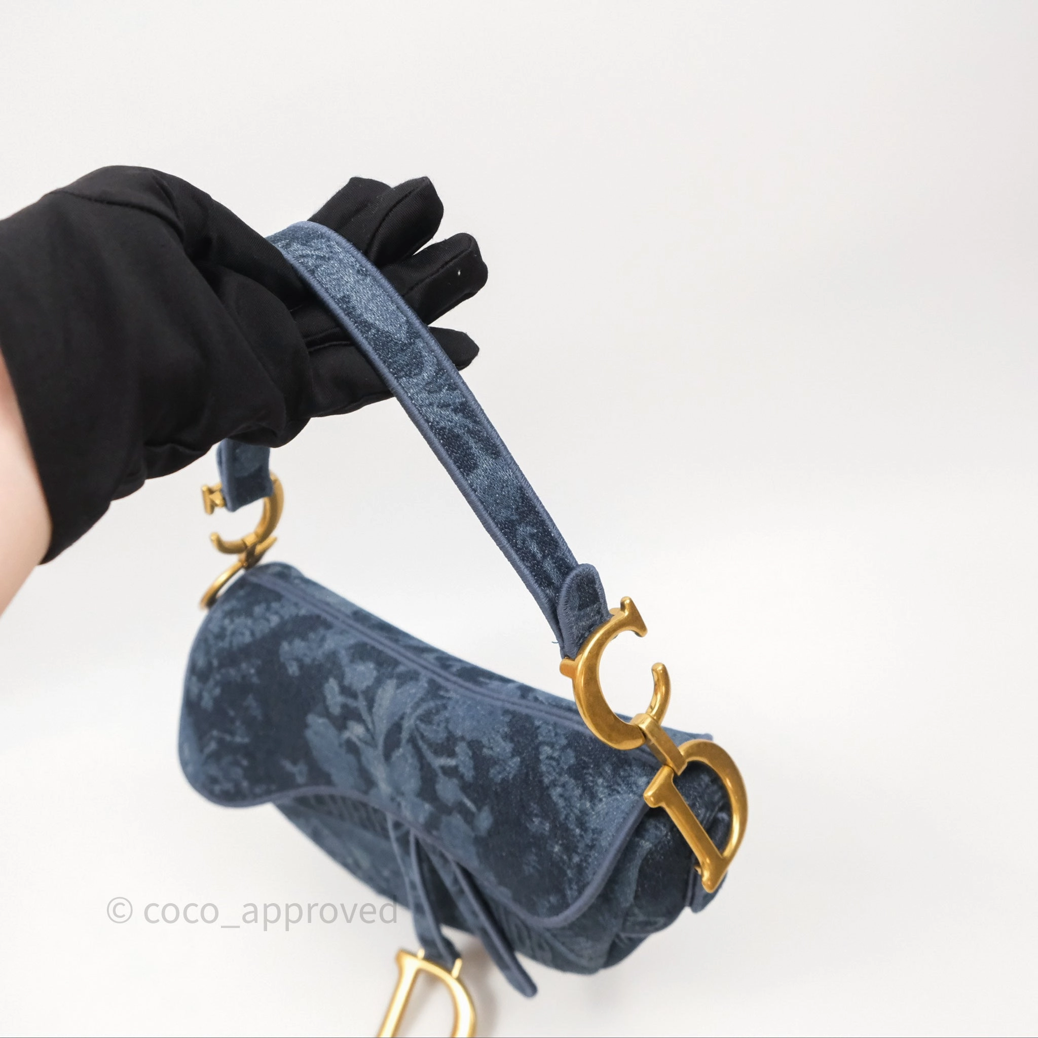 Christian Dior Saddle Bag Navy Denim Gold Hardware