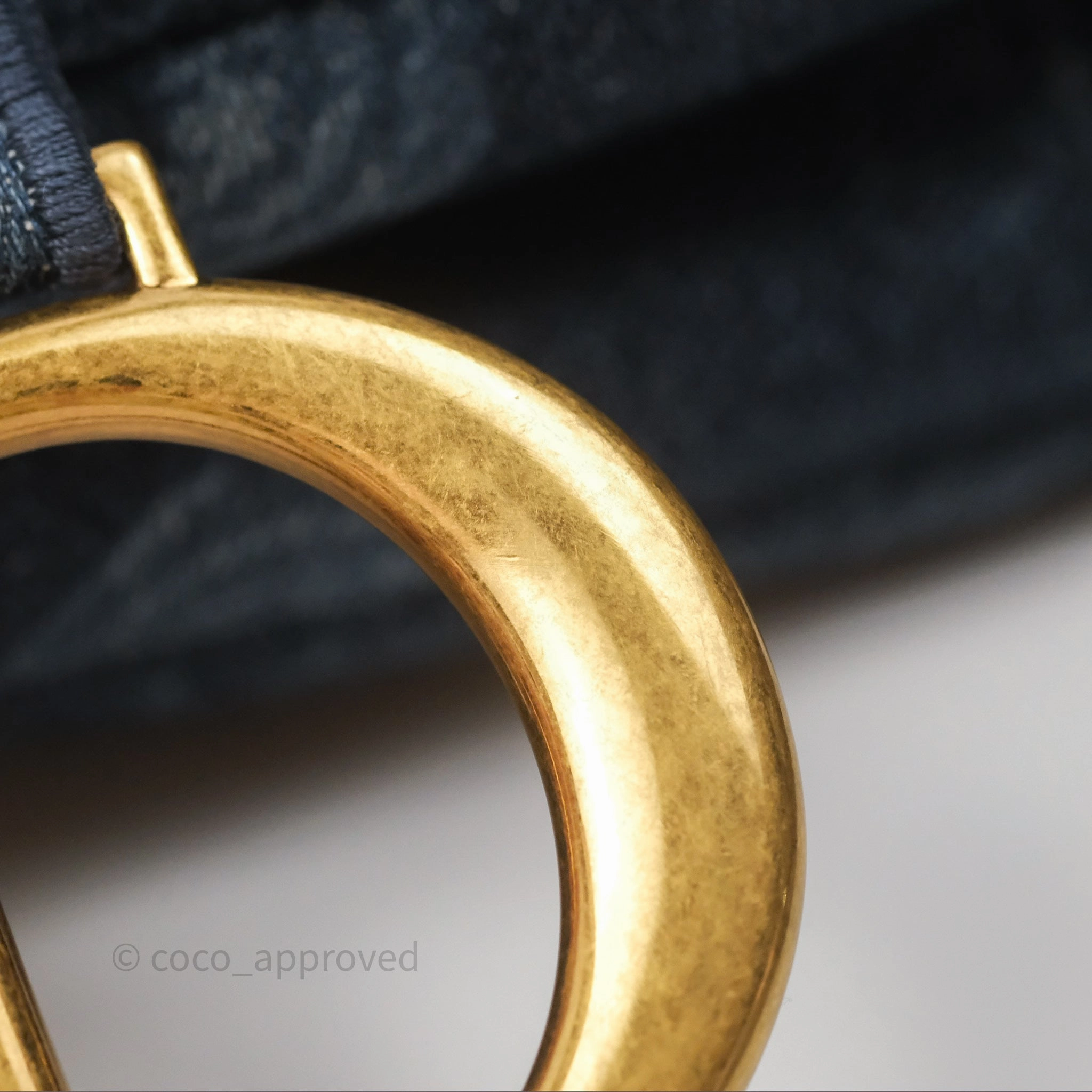 Christian Dior Saddle Bag Navy Denim Gold Hardware