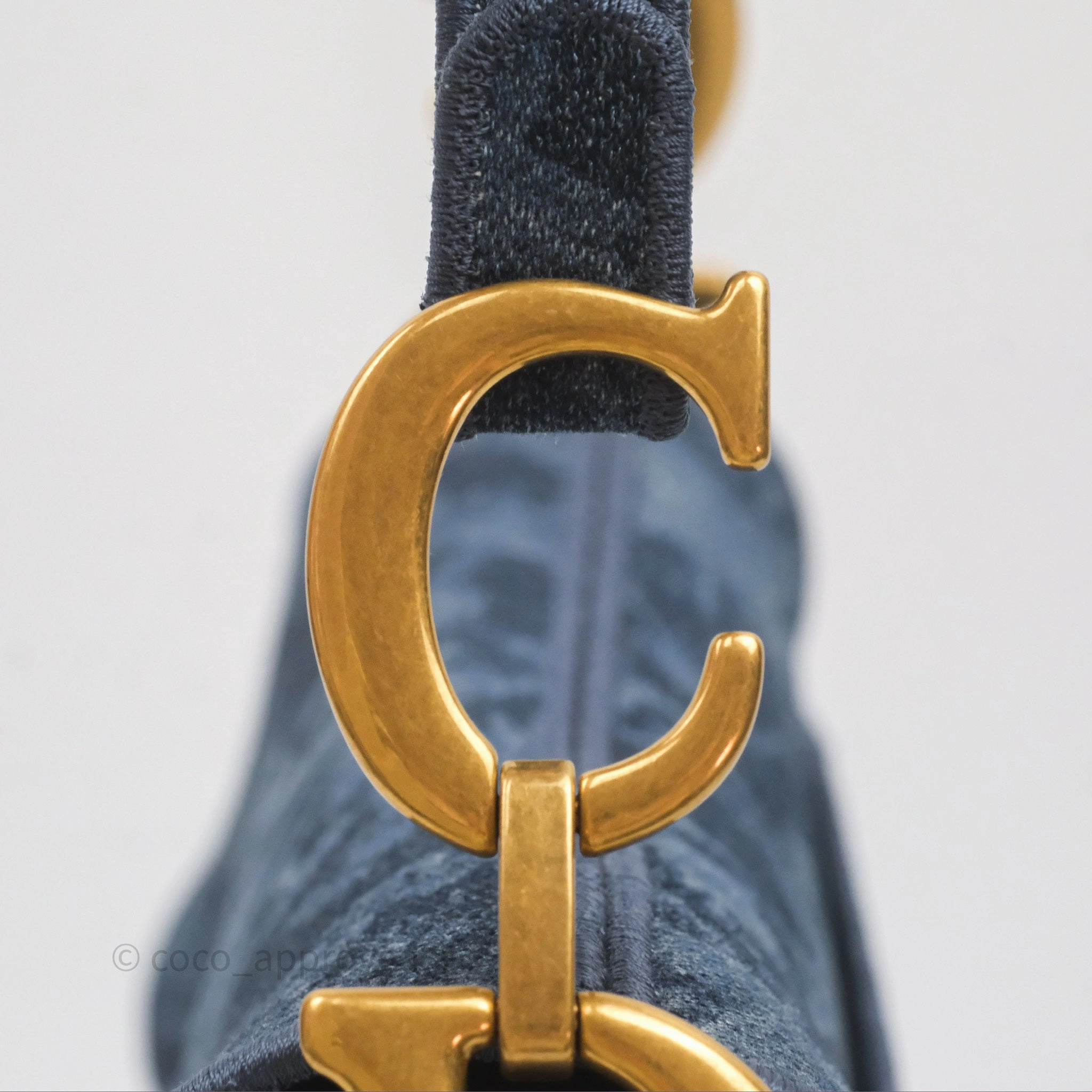 Christian Dior Saddle Bag Navy Denim Gold Hardware