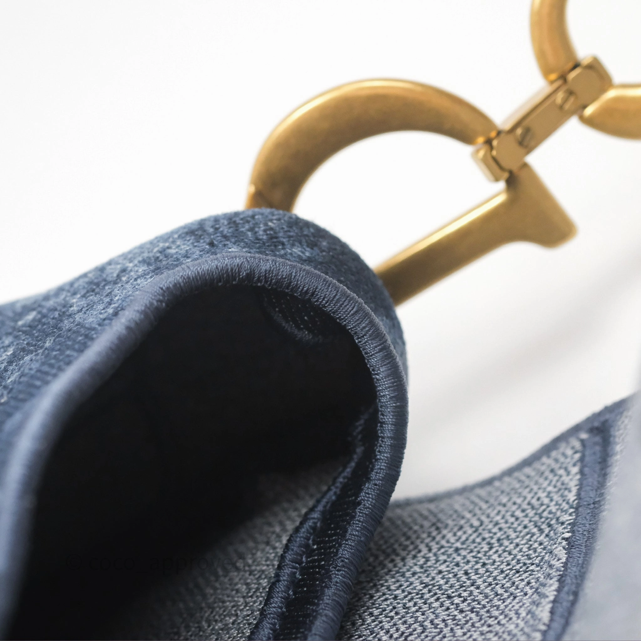 Christian Dior Saddle Bag Navy Denim Gold Hardware