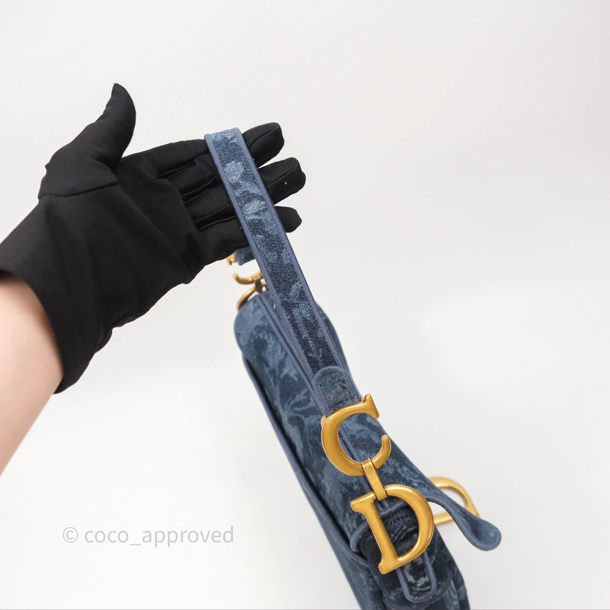 Christian Dior Saddle Bag Navy Denim Gold Hardware