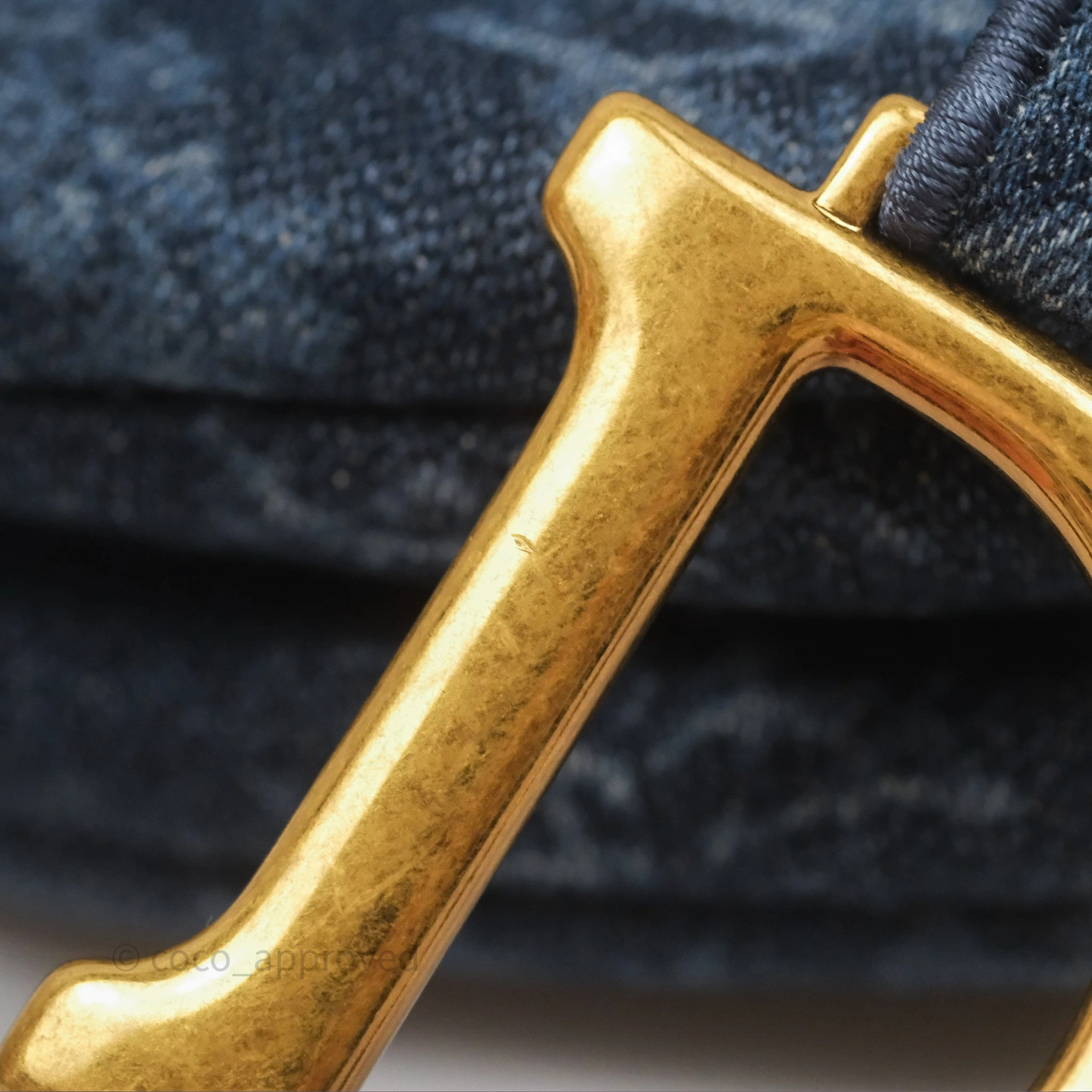 Christian Dior Saddle Bag Navy Denim Gold Hardware