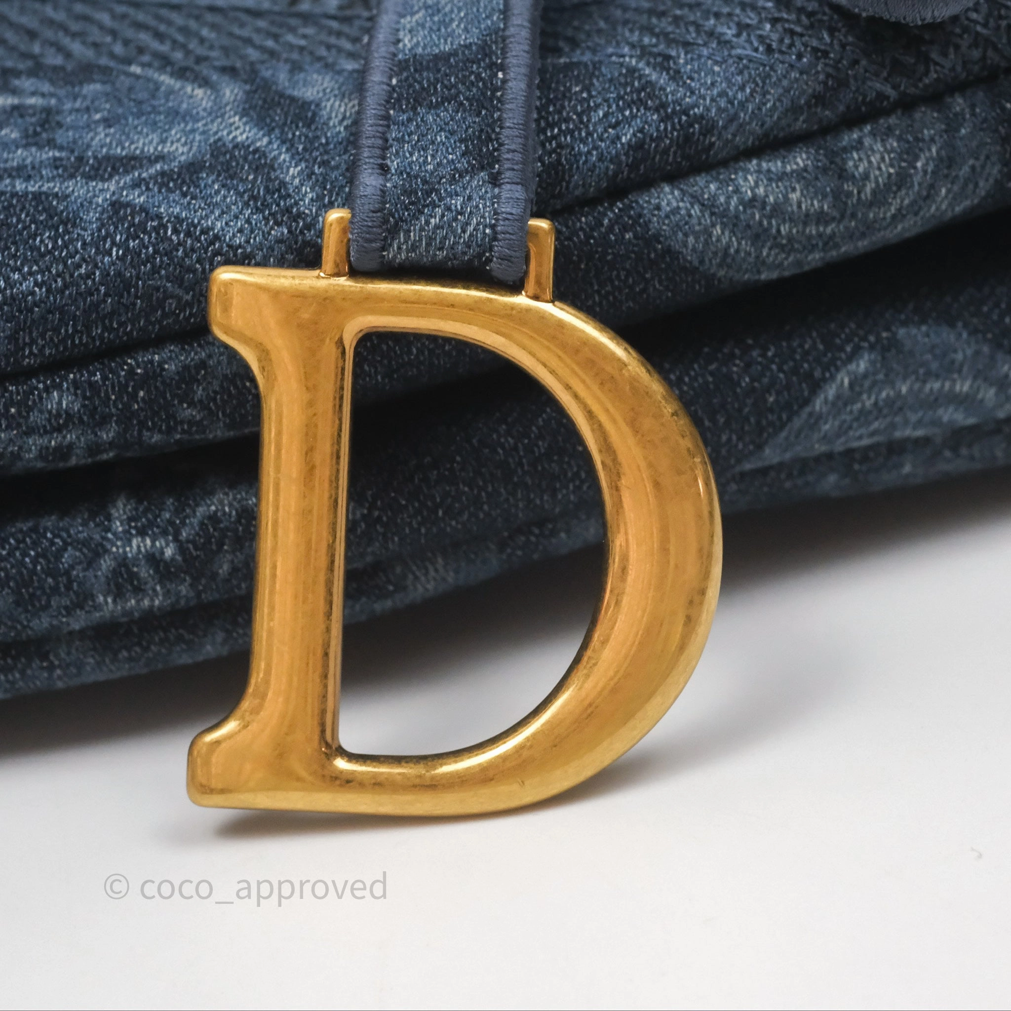 Christian Dior Saddle Bag Navy Denim Gold Hardware