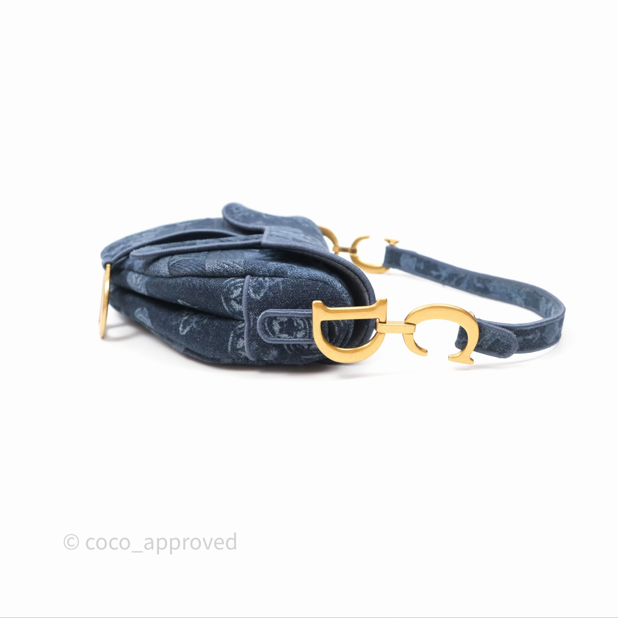 Christian Dior Saddle Bag Navy Denim Gold Hardware