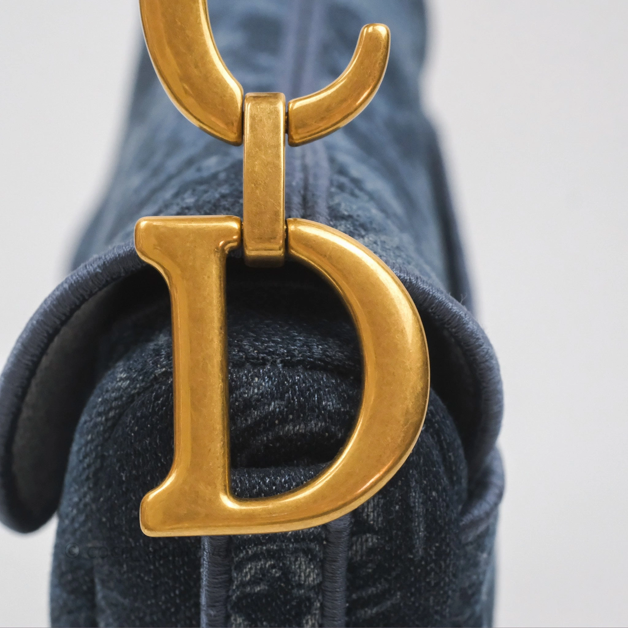 Christian Dior Saddle Bag Navy Denim Gold Hardware