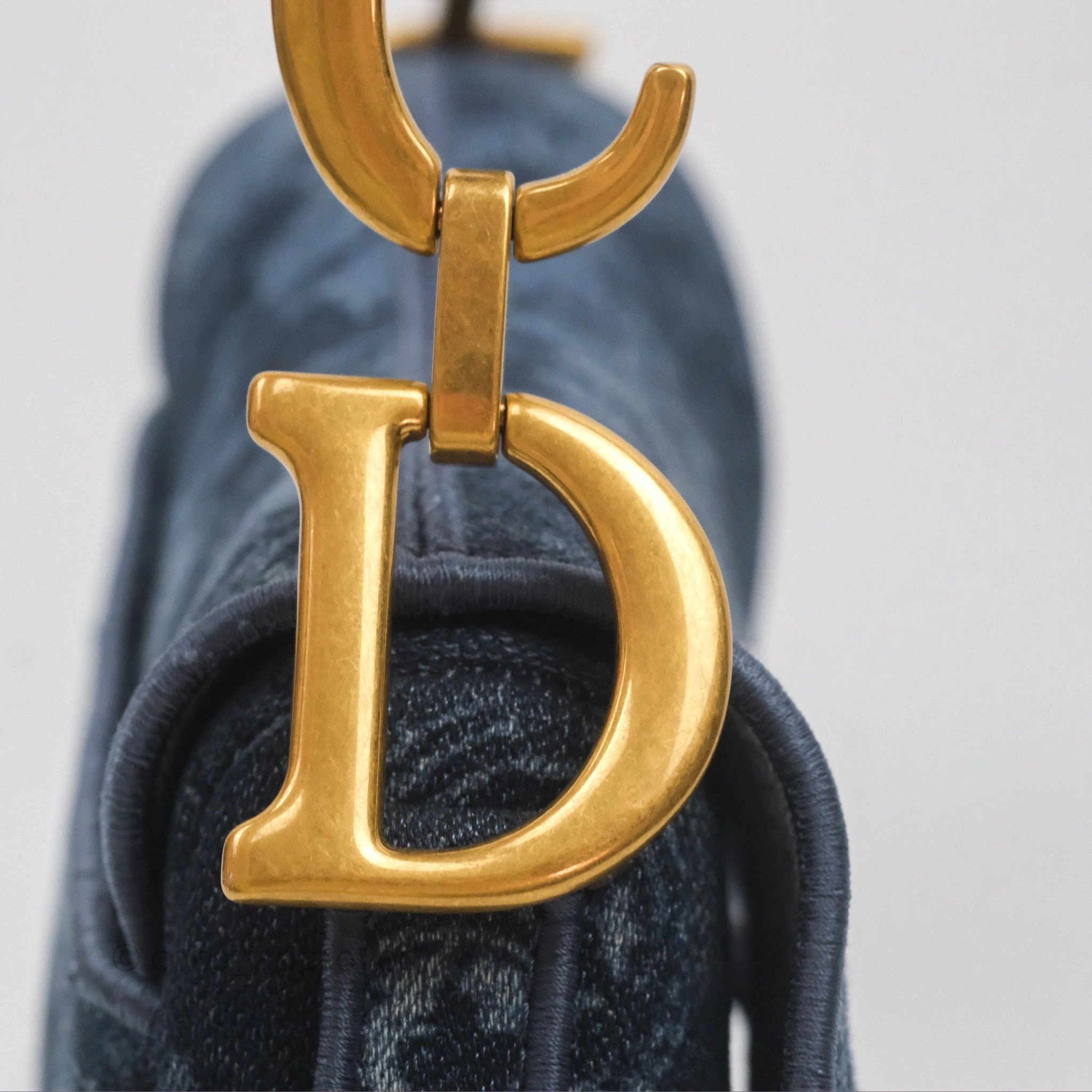 Christian Dior Saddle Bag Navy Denim Gold Hardware
