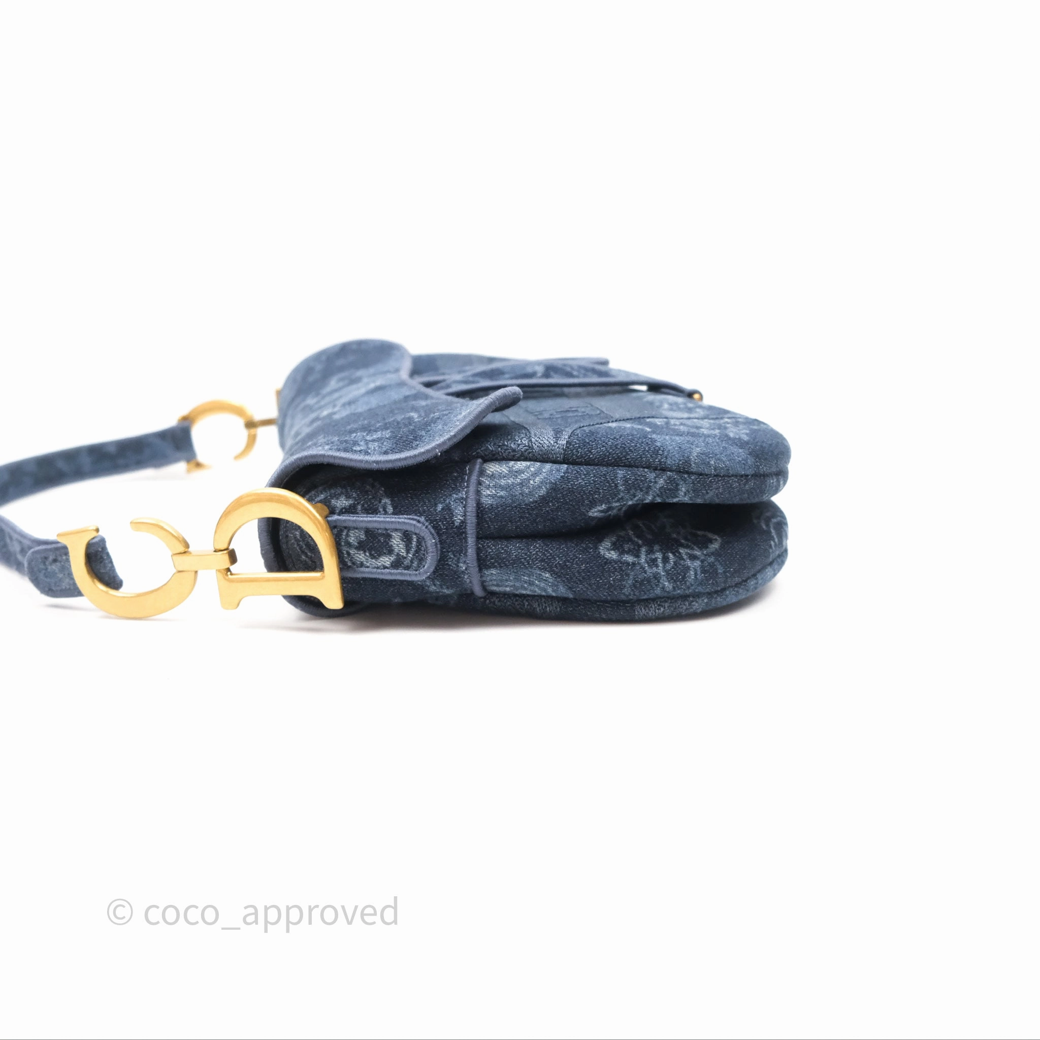 Christian Dior Saddle Bag Navy Denim Gold Hardware