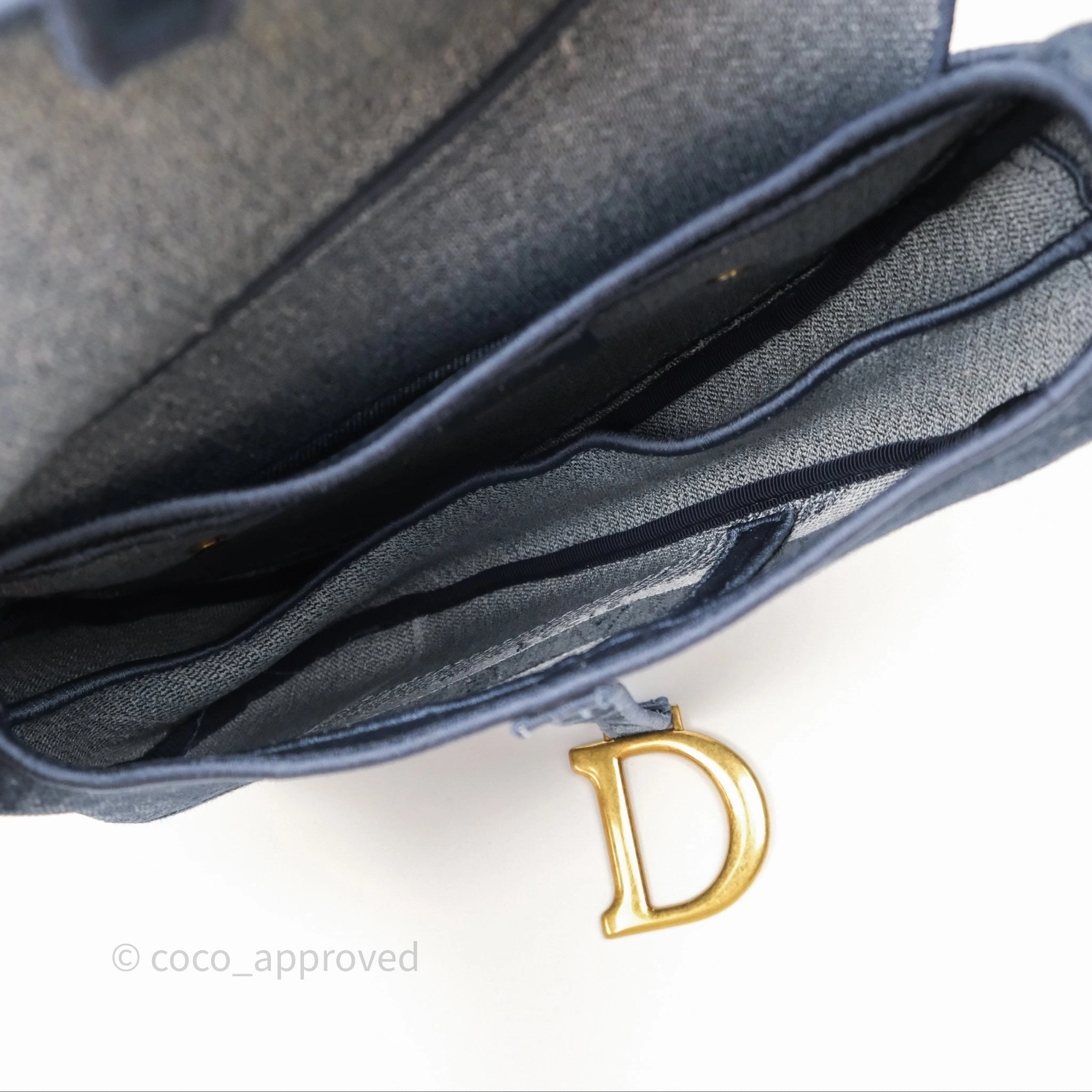 Christian Dior Saddle Bag Navy Denim Gold Hardware