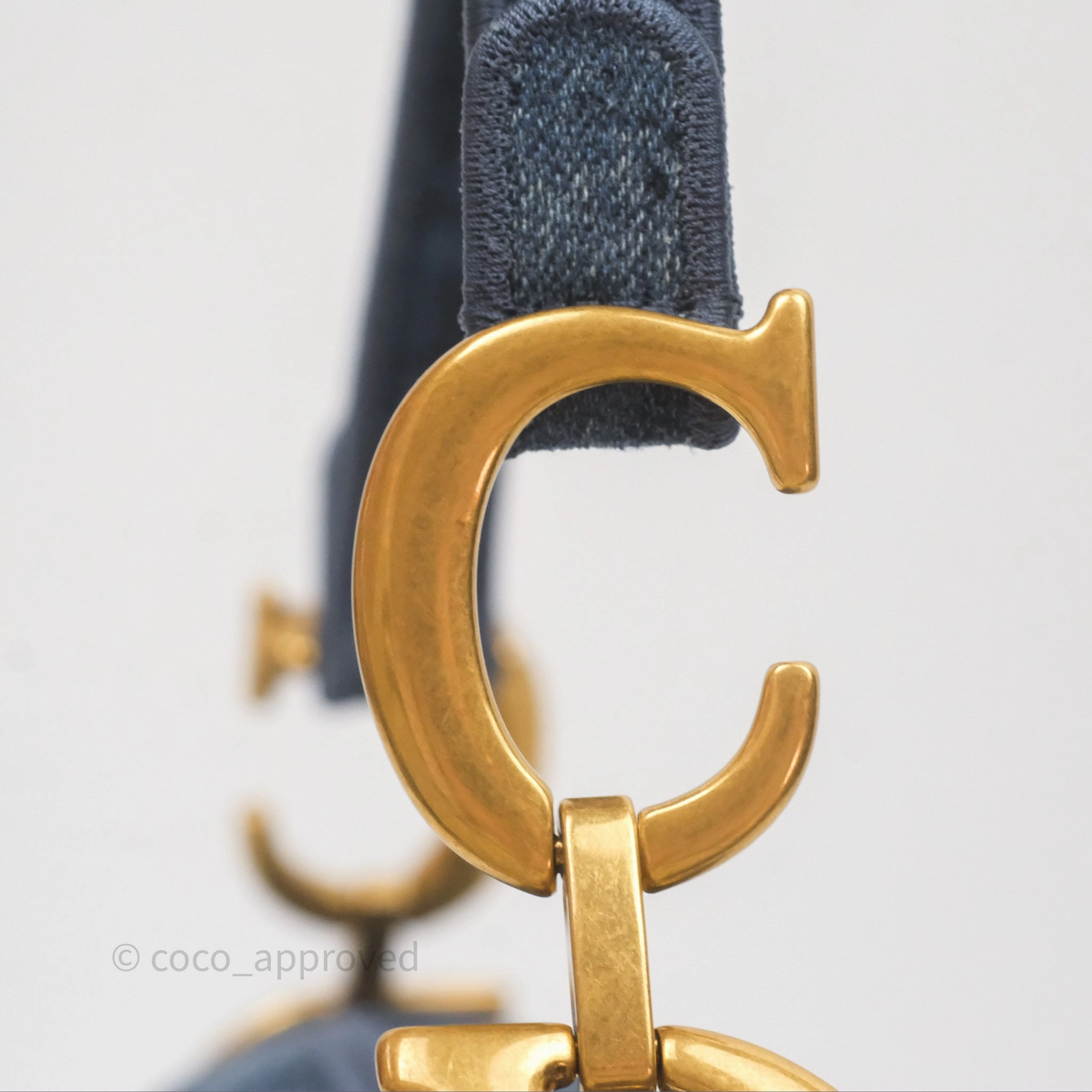 Christian Dior Saddle Bag Navy Denim Gold Hardware
