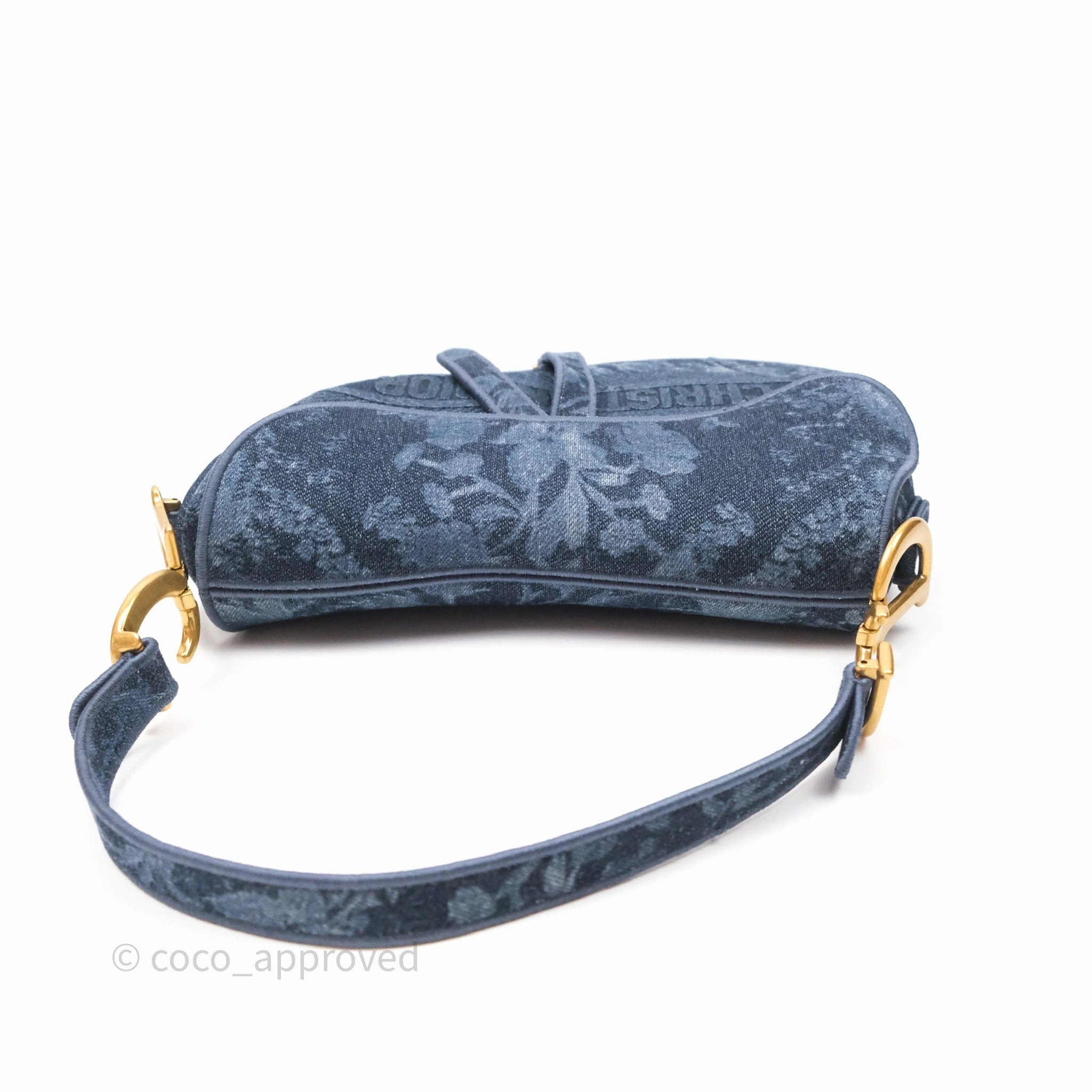 Christian Dior Saddle Bag Navy Denim Gold Hardware