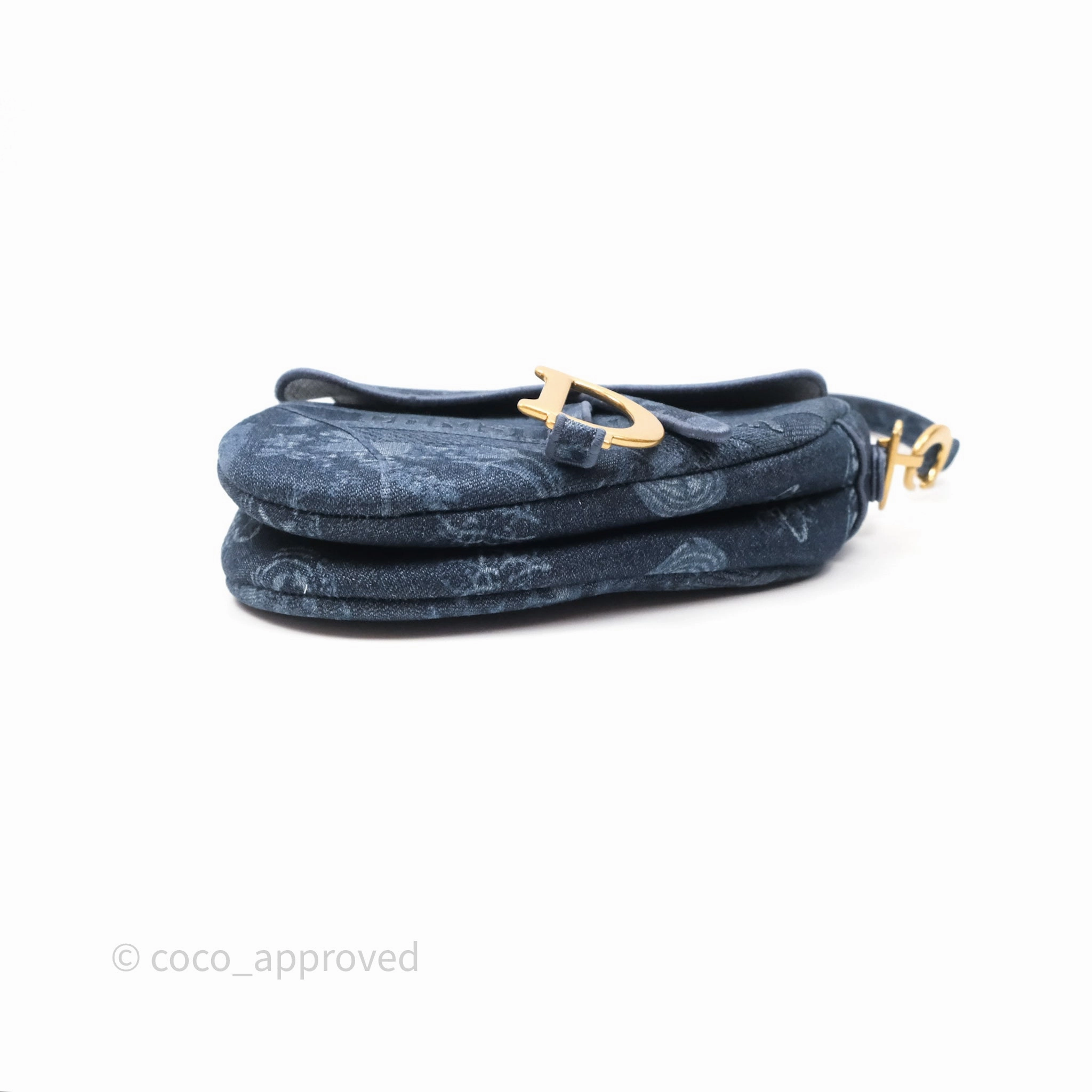 Christian Dior Saddle Bag Navy Denim Gold Hardware