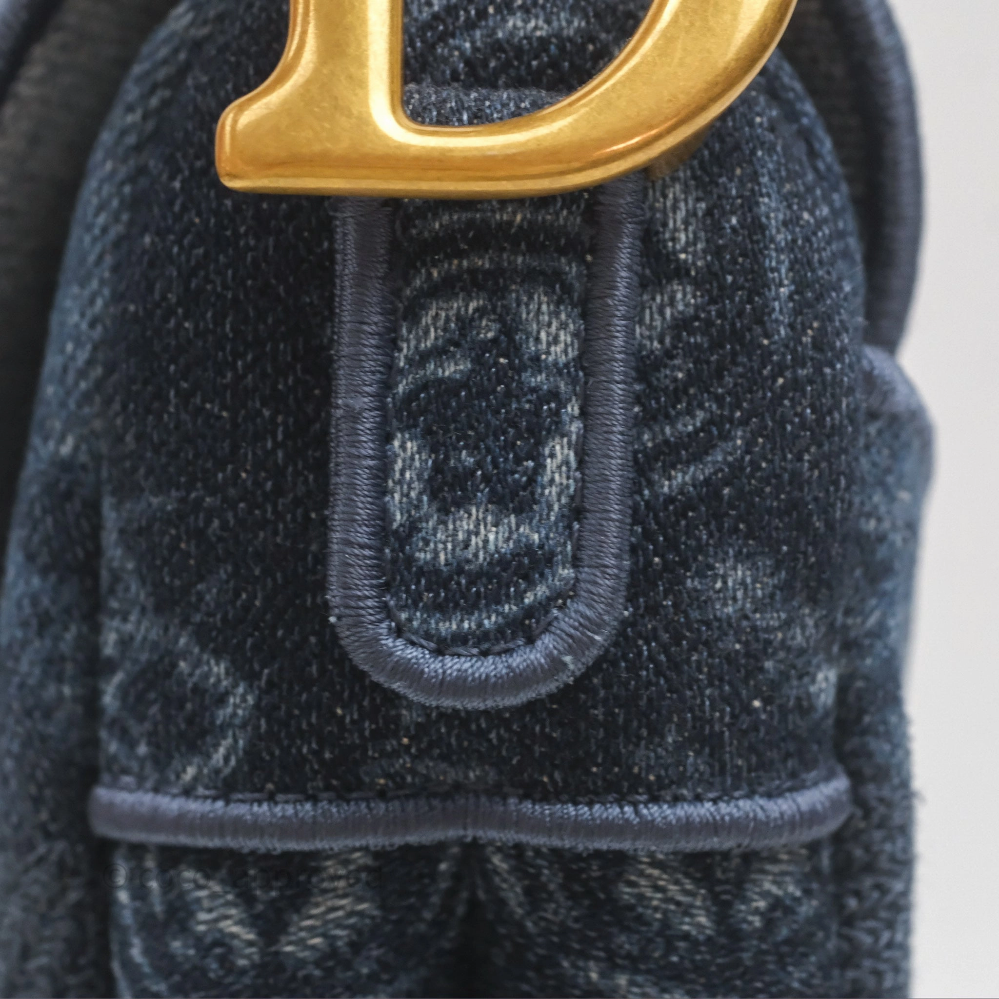 Christian Dior Saddle Bag Navy Denim Gold Hardware