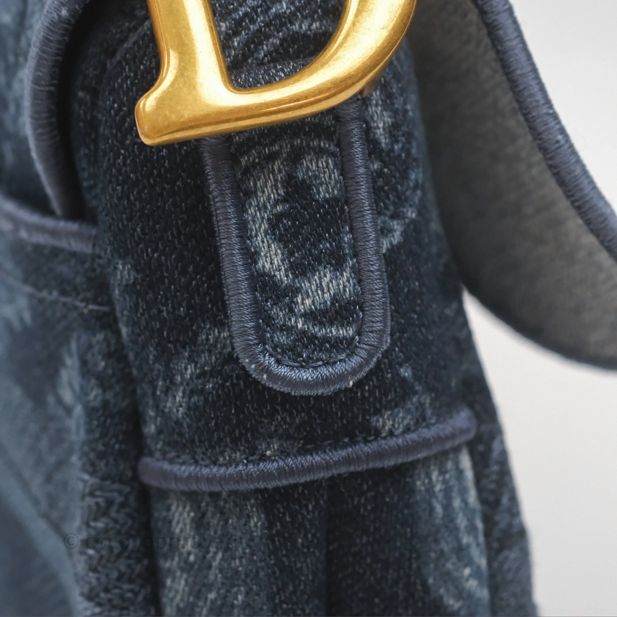 Christian Dior Saddle Bag Navy Denim Gold Hardware