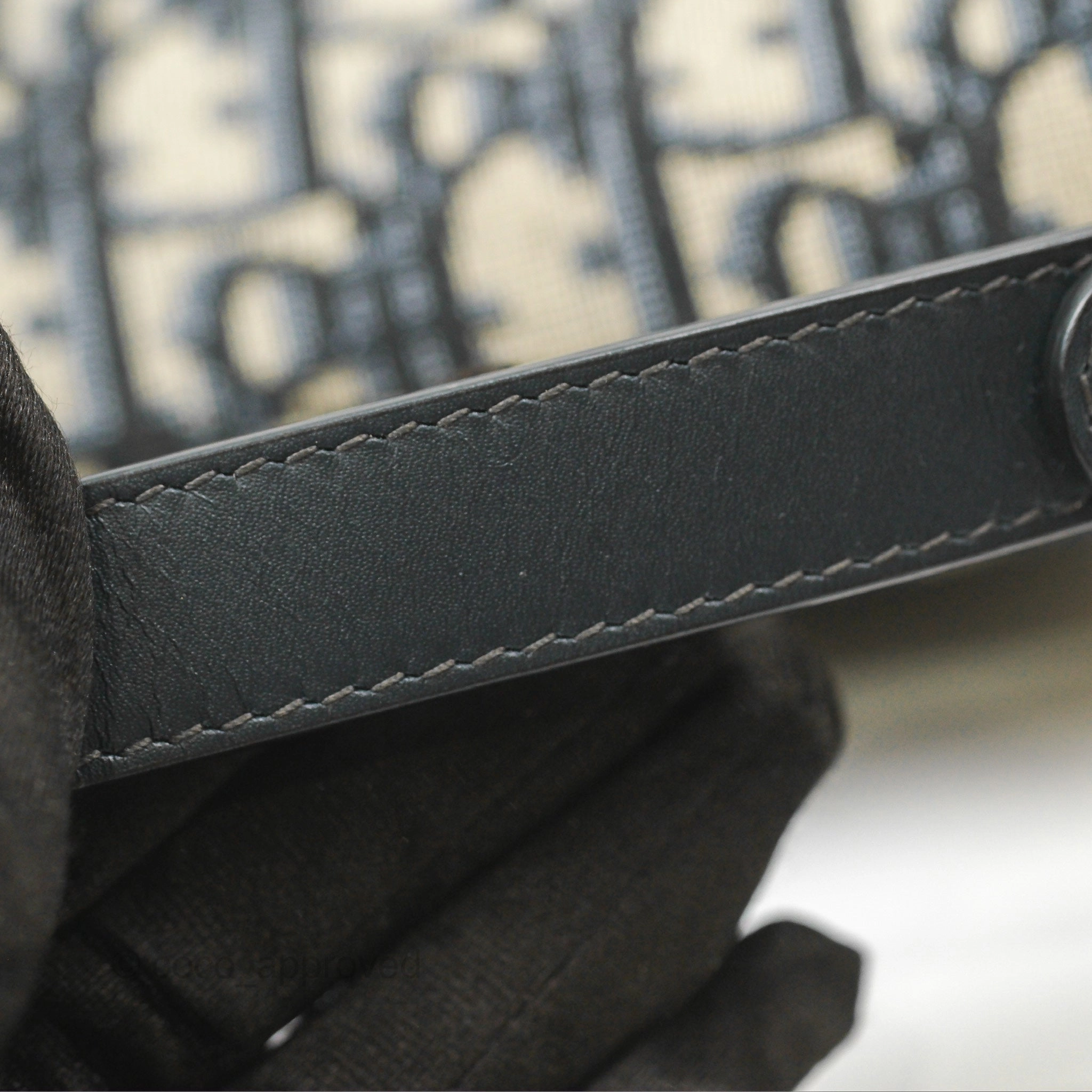 Christian Dior Saddle Bag Navy Dior Oblique Embroidery Gold Hardware