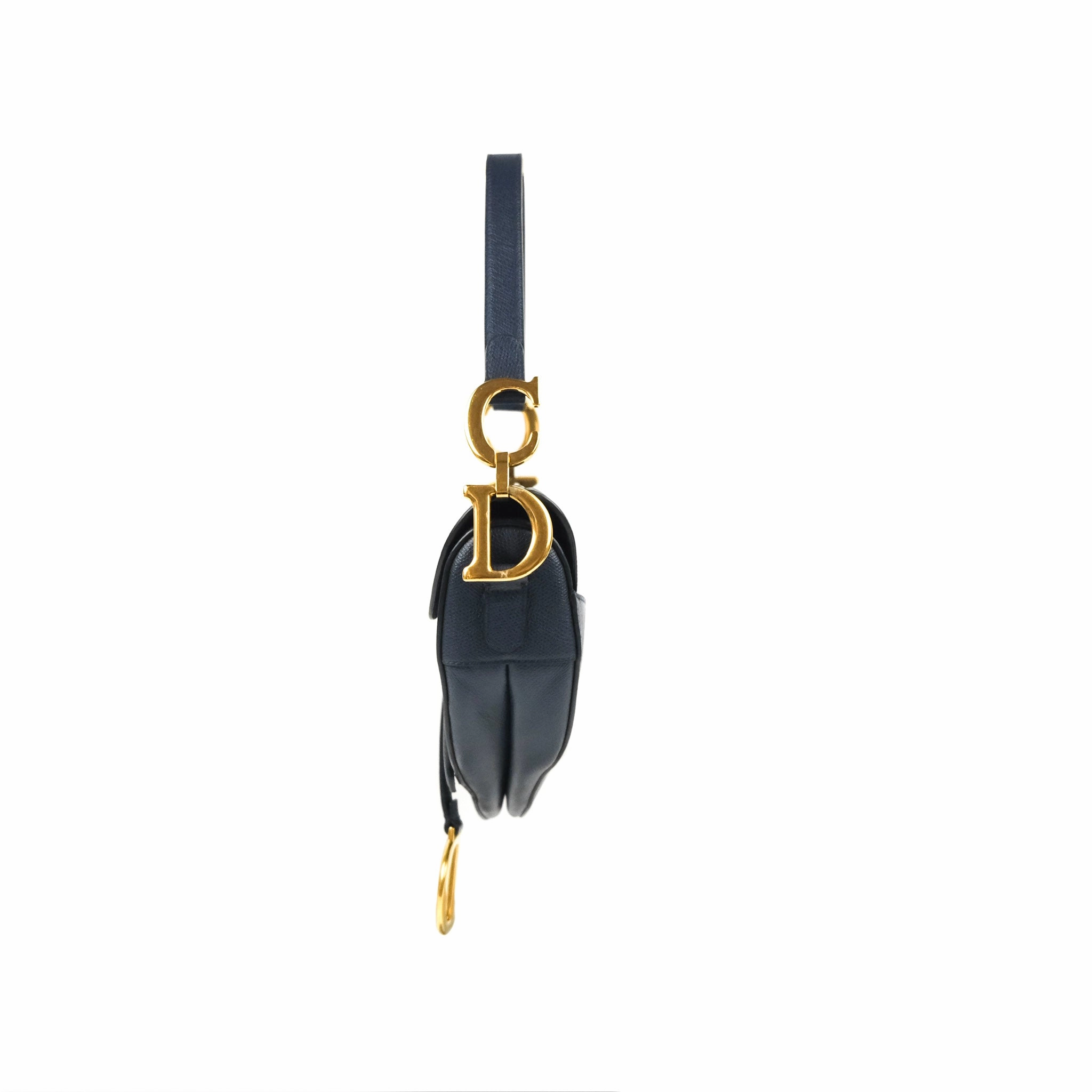 Christian Dior Saddle Bag Navy Grained Calfskin Gold Hardware