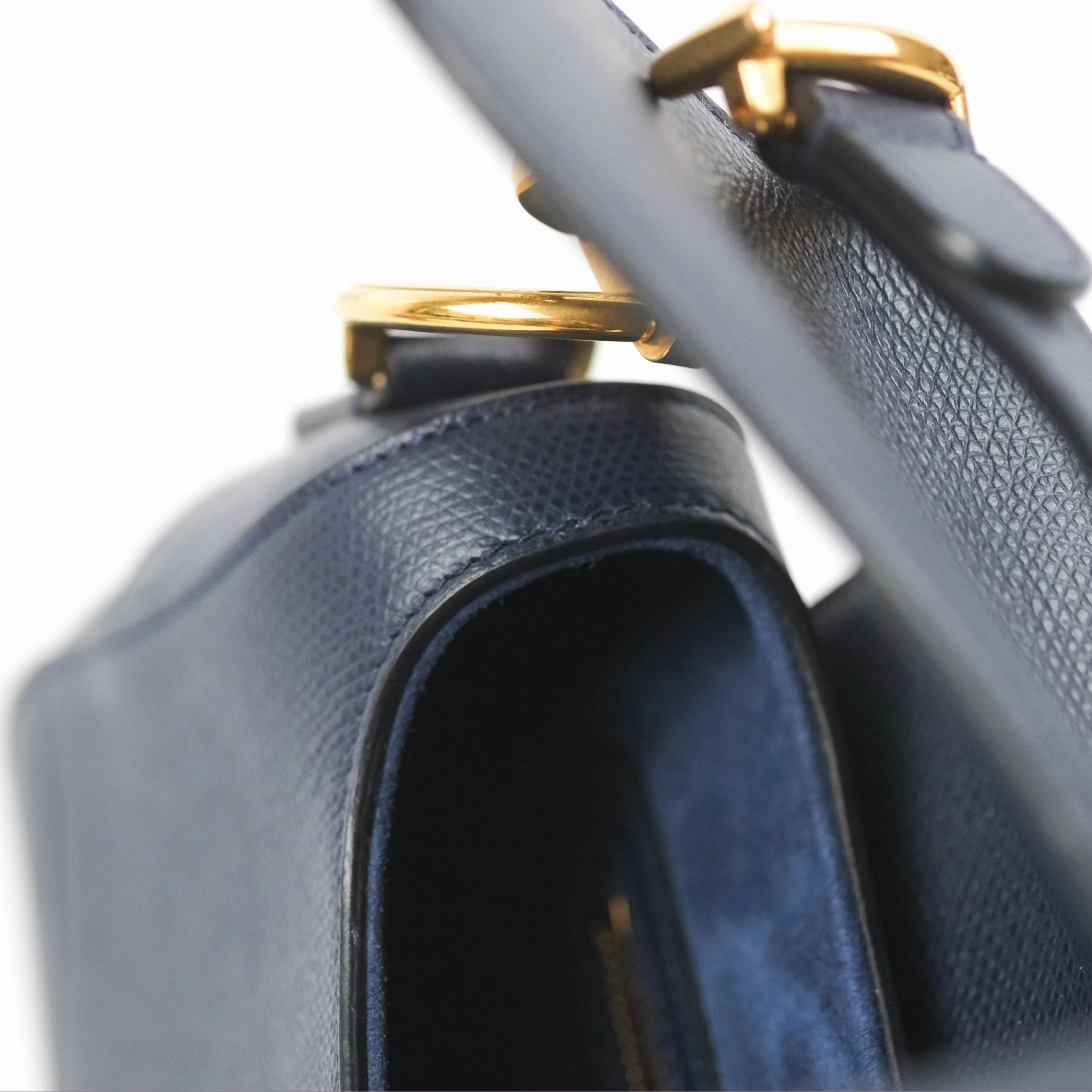 Christian Dior Saddle Bag Navy Grained Calfskin Gold Hardware