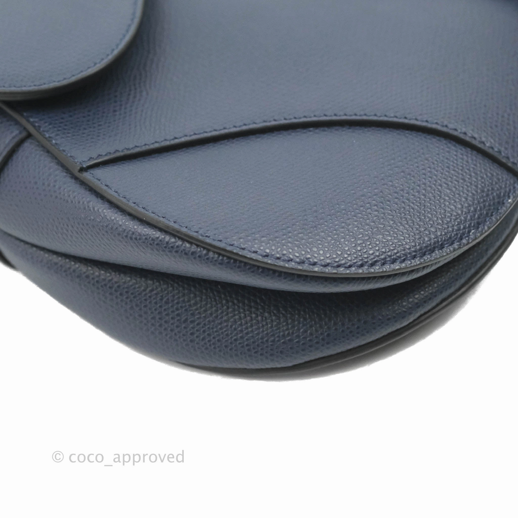 Christian Dior Saddle Bag Navy Grained Calfskin Gold Hardware