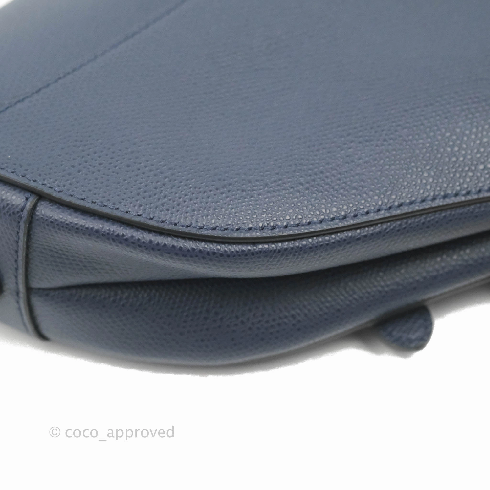 Christian Dior Saddle Bag Navy Grained Calfskin Gold Hardware