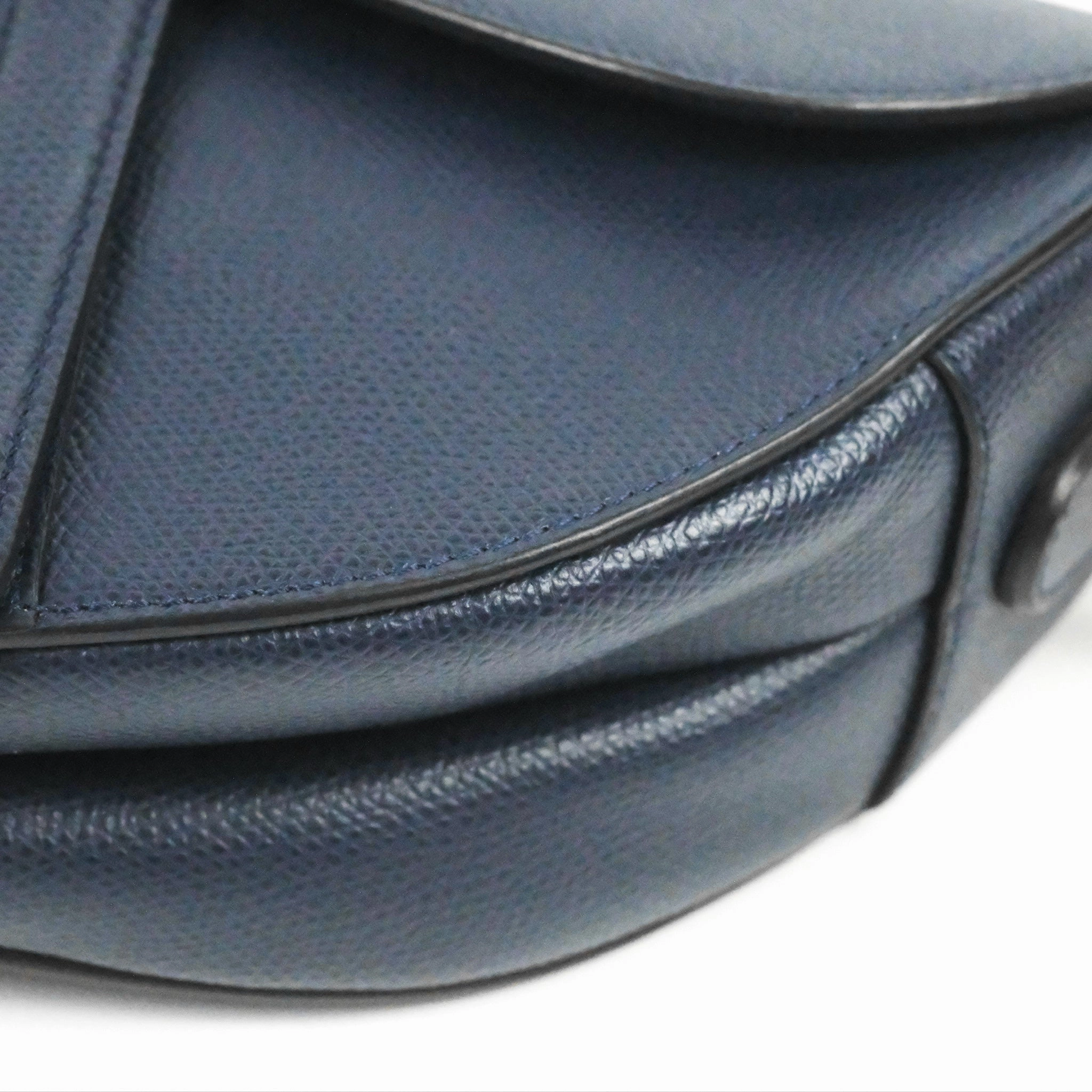 Christian Dior Saddle Bag Navy Grained Calfskin Gold Hardware