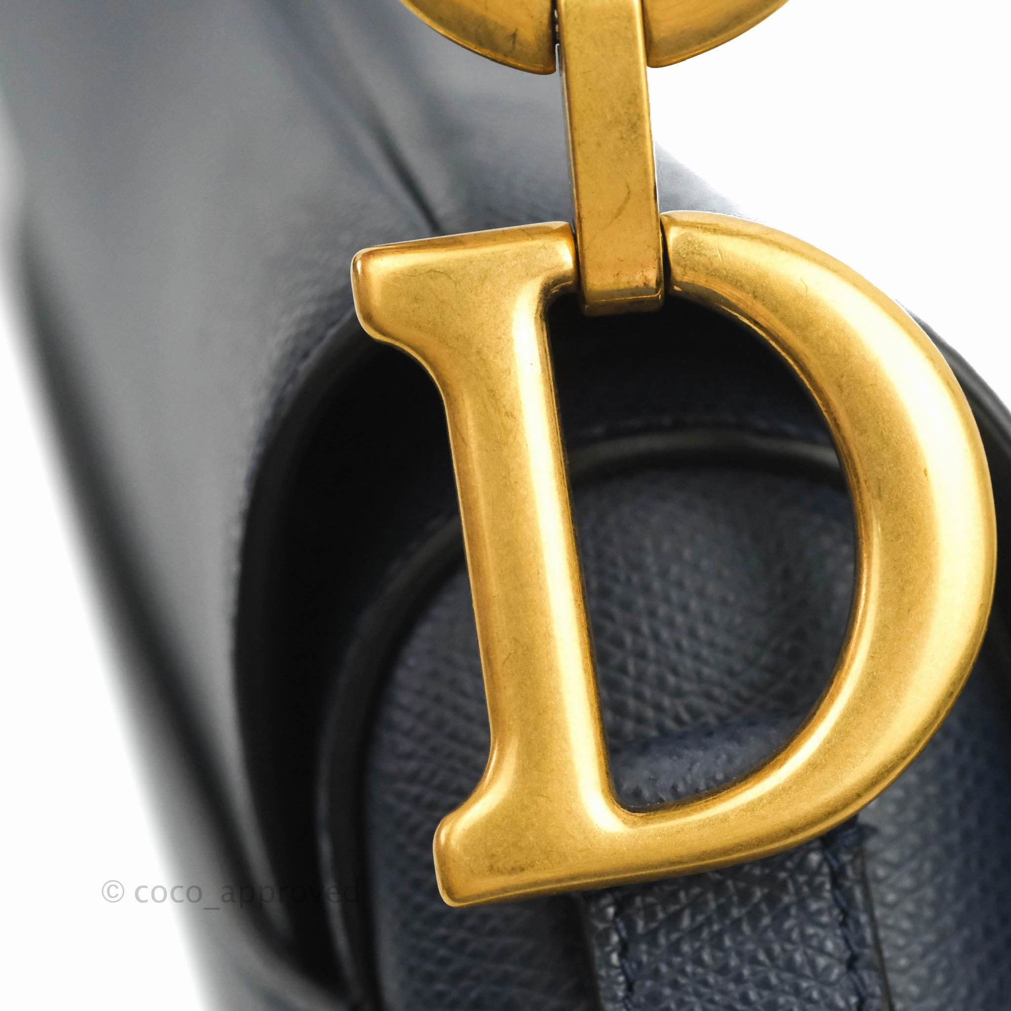 Christian Dior Saddle Bag Navy Grained Calfskin Gold Hardware
