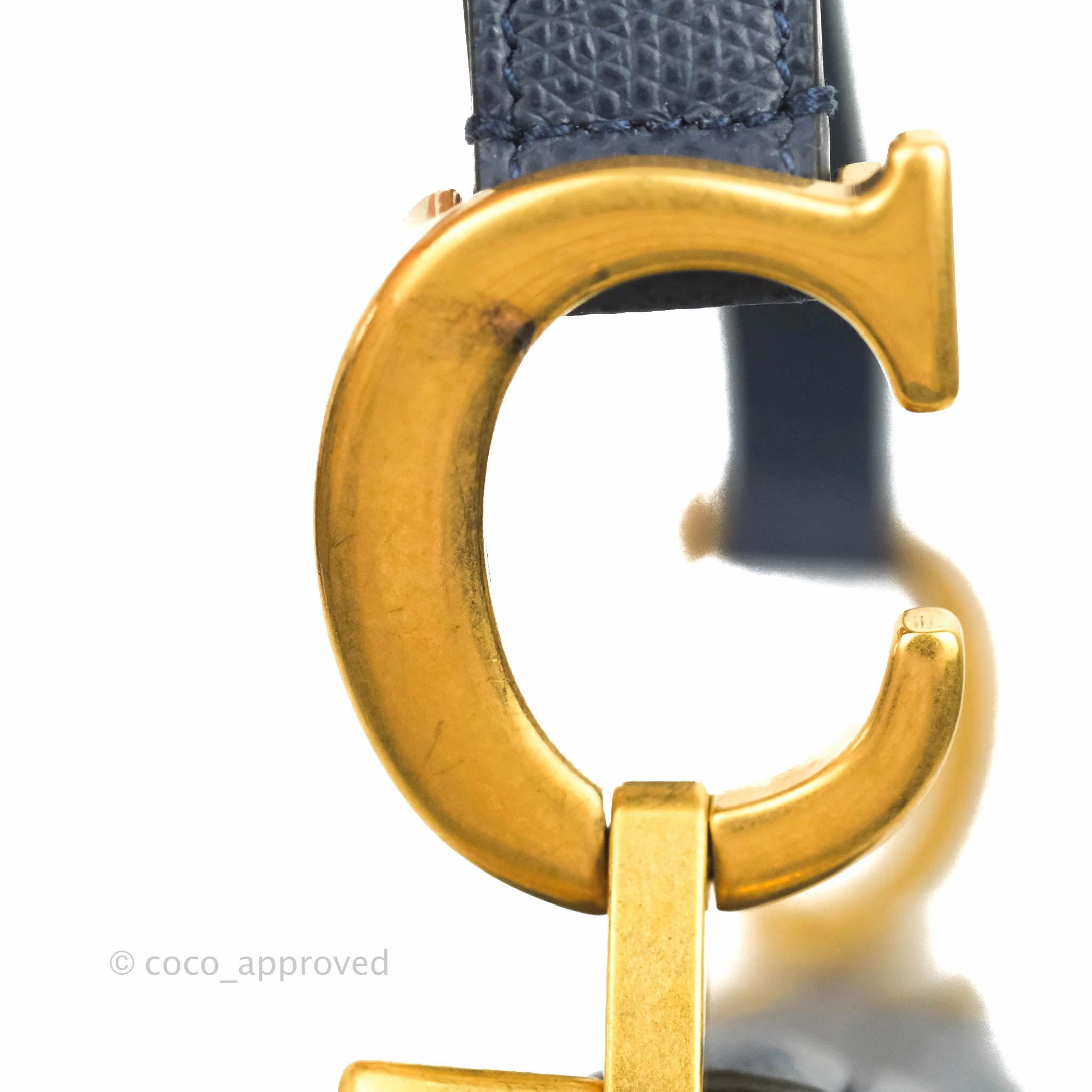 Christian Dior Saddle Bag Navy Grained Calfskin Gold Hardware