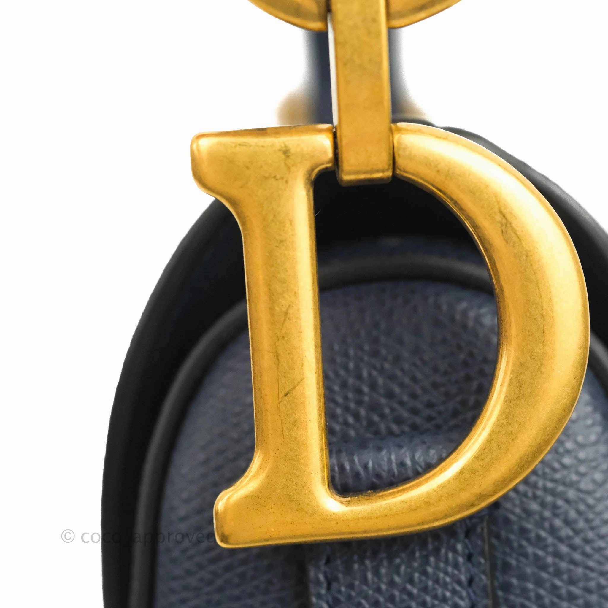 Christian Dior Saddle Bag Navy Grained Calfskin Gold Hardware